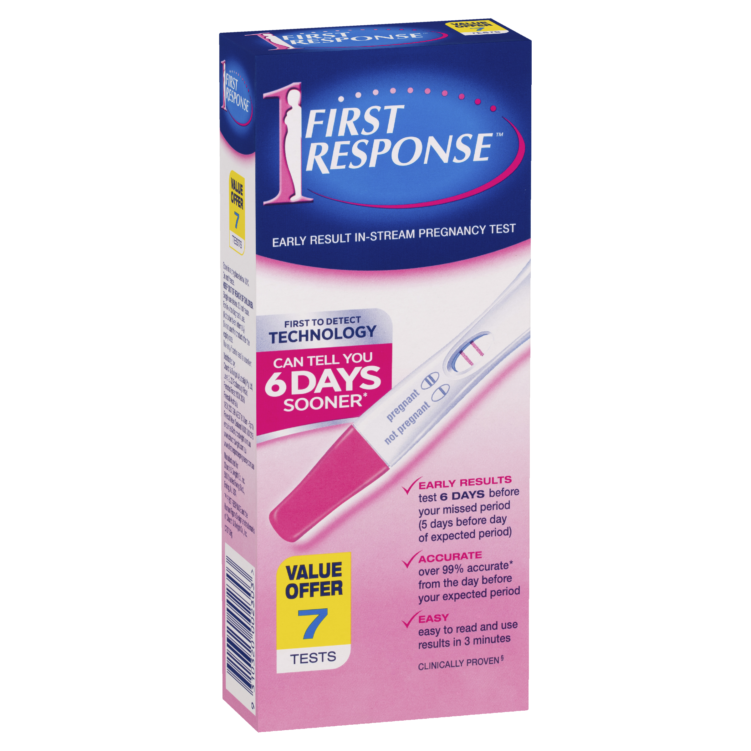 FIRST RESPONSE EARLY RESULT IN-STREAM PREGNANCY TEST 7 PACK