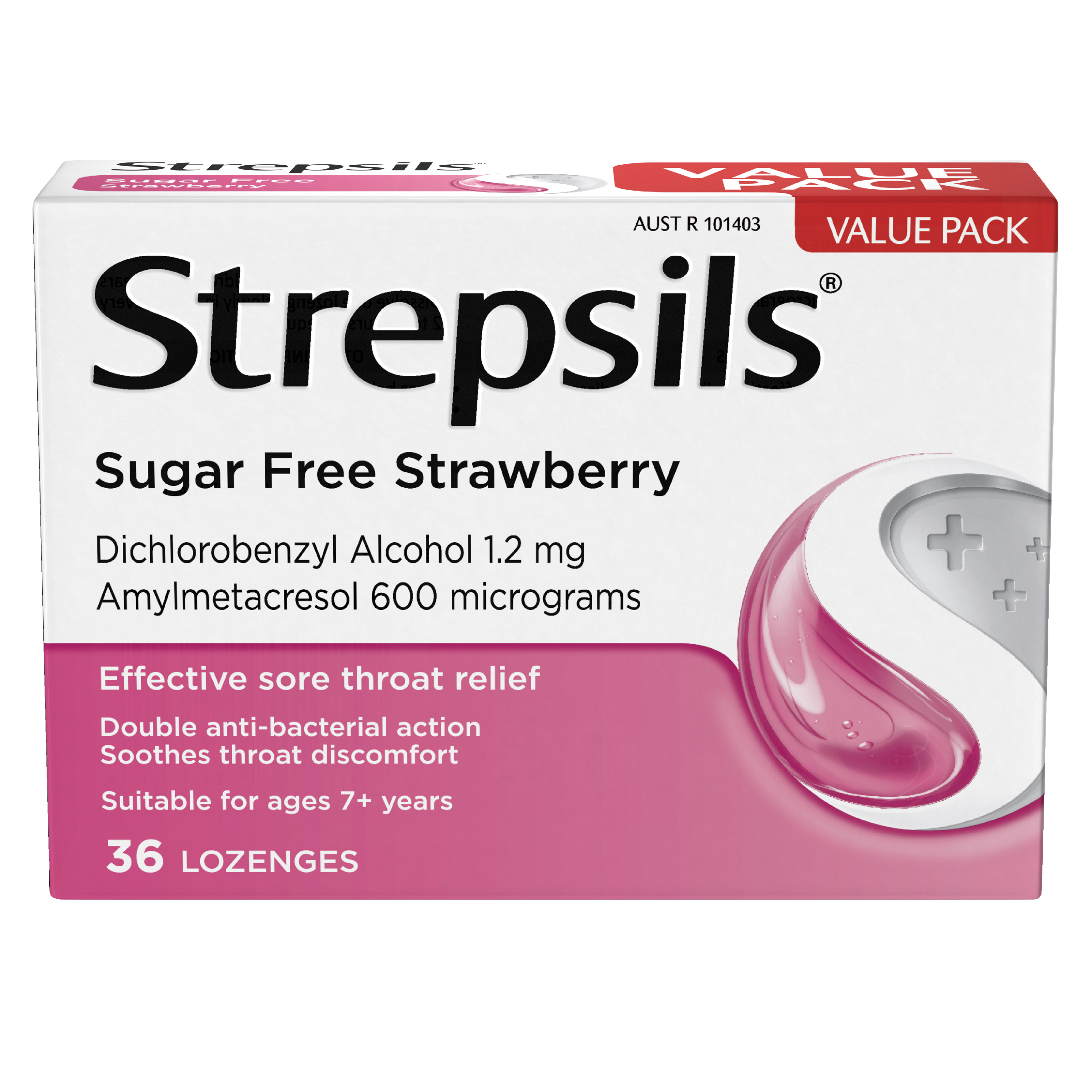 STREPSILS STRAWBERRY SUGAR FREE 36 LOZENGES - Image 7