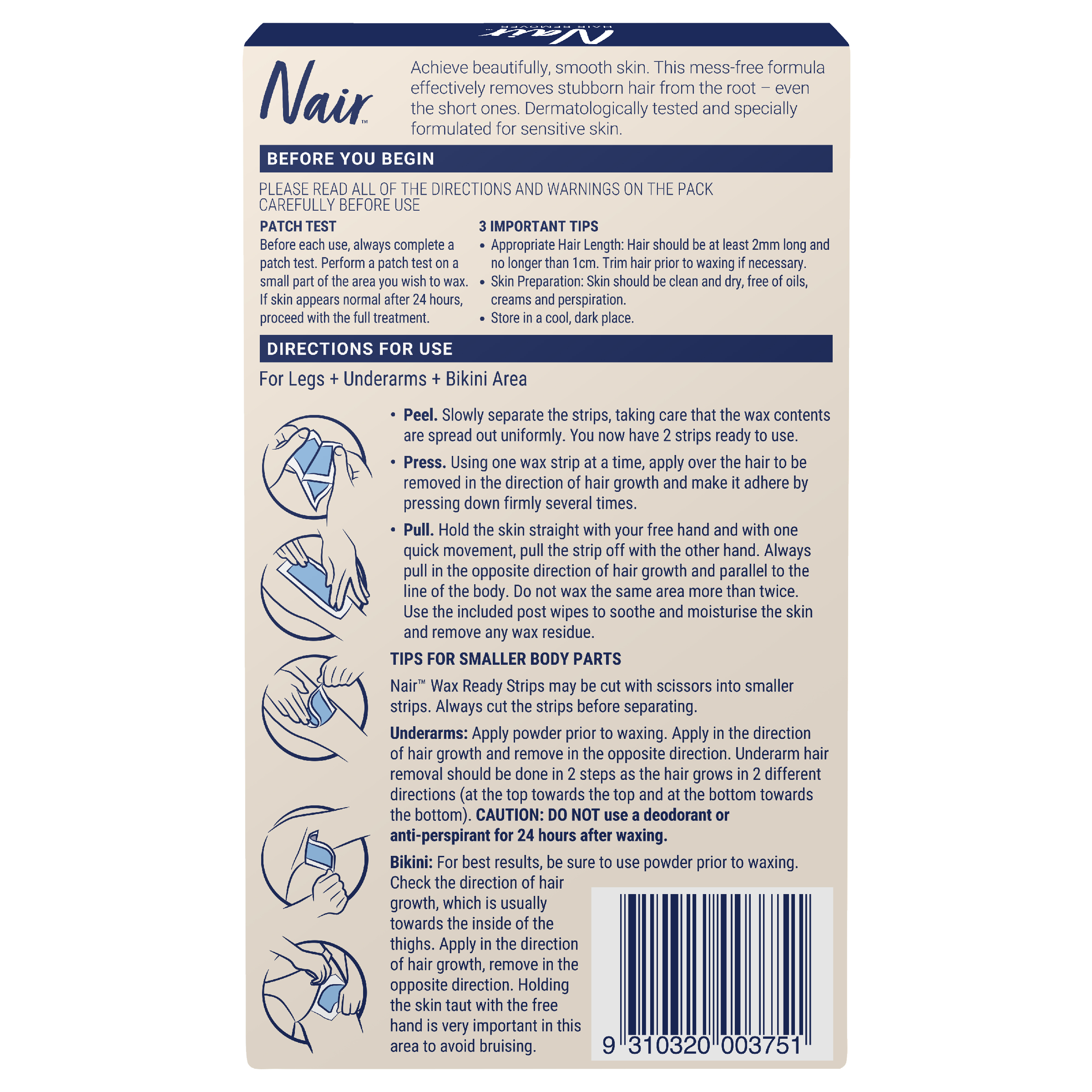 NAIR SOFT NATURAL WAX STRIPS LARGE LEGS & BODY 40 PACK - Image 2
