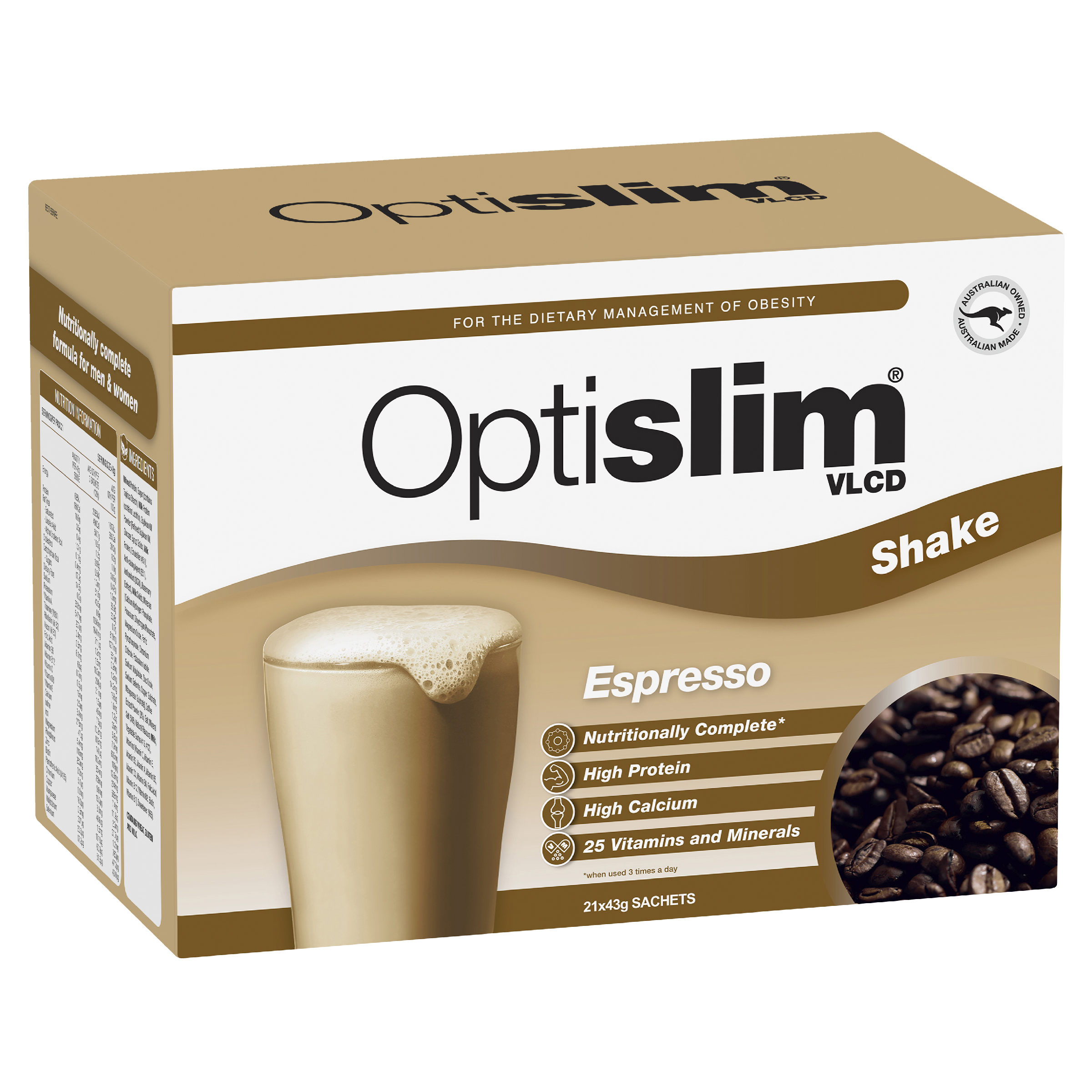 OPTISLIM VLCD SHAKE ESPRESSO 43G 21 PACK
