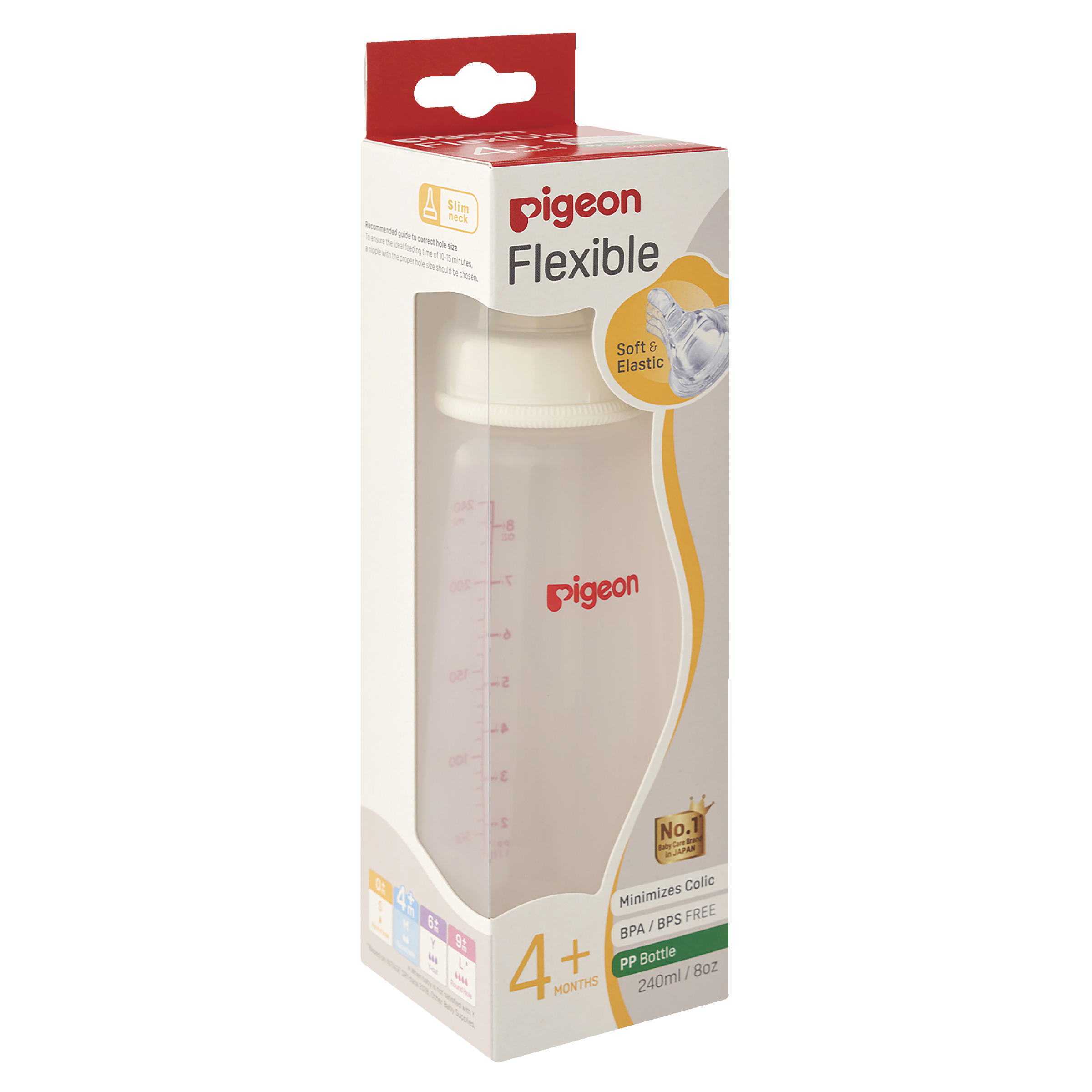 PIGEON BOTTLE SLIM NECK PERISTALTIC PP 240ML