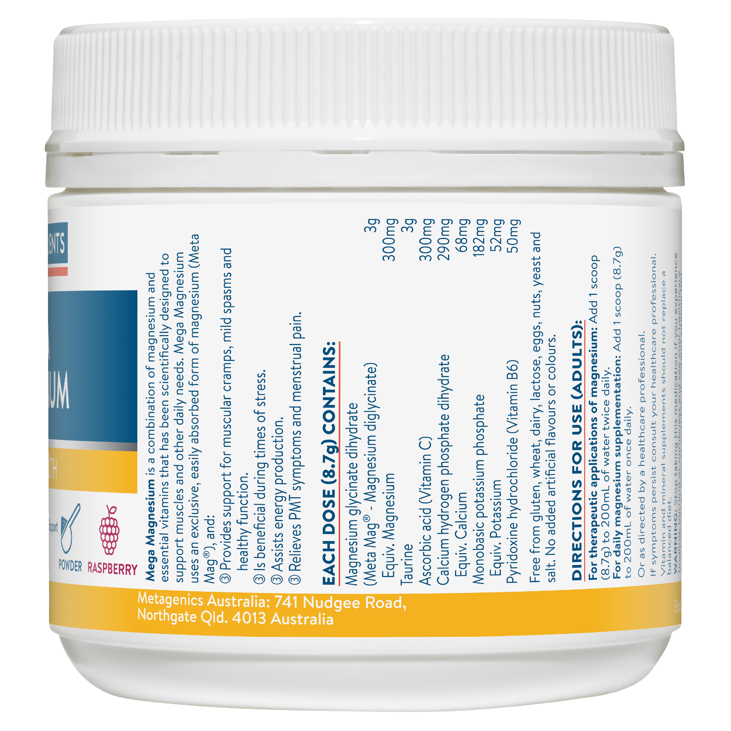 ETHICAL NUTRIENTS MEGA MAGNESIUM RASPBERRY POWDER 450G - Image 3