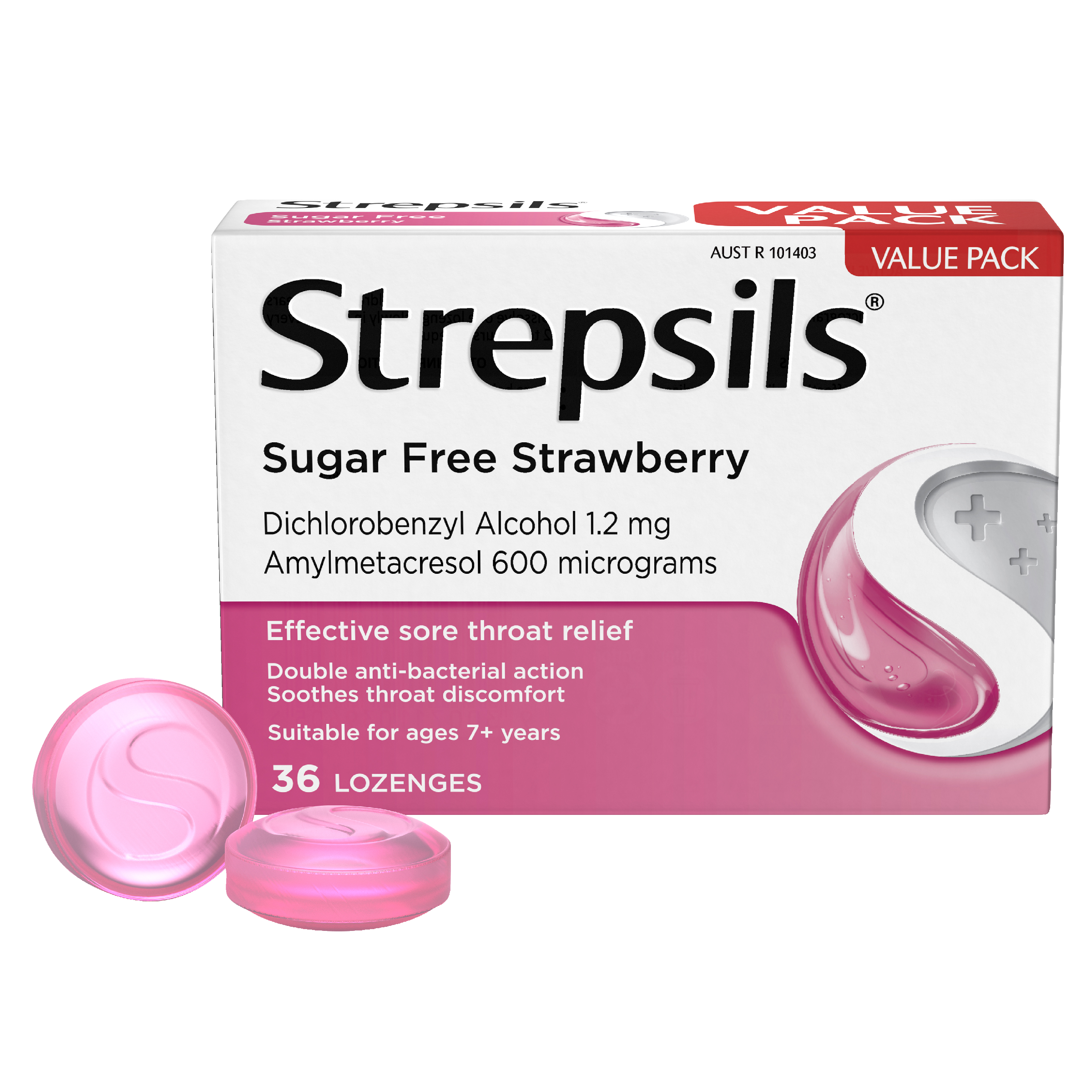 STREPSILS STRAWBERRY SUGAR FREE 36 LOZENGES - Image 8