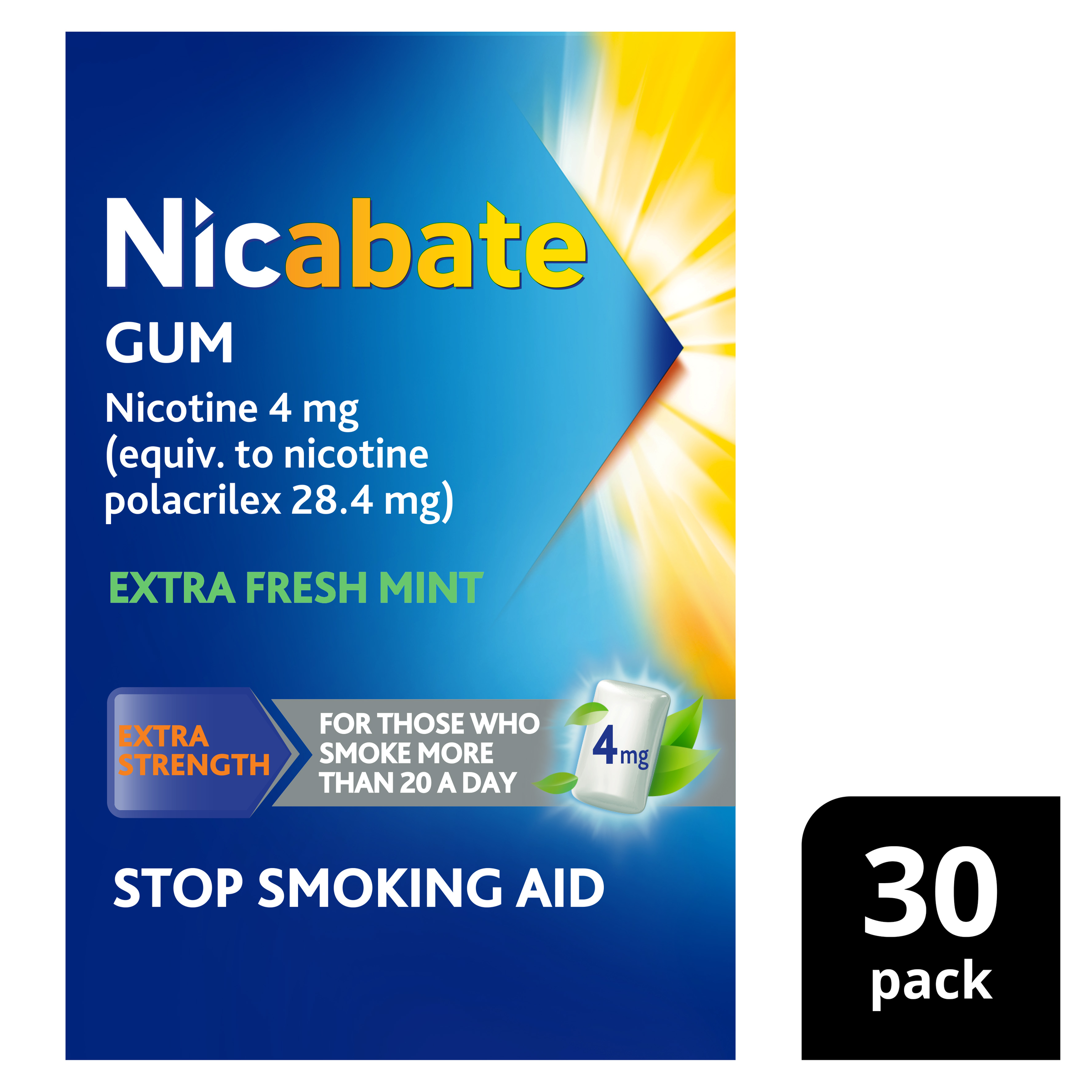 NICABATE EXTRA FRESH 4MG GUM 30 PACK - Image 10