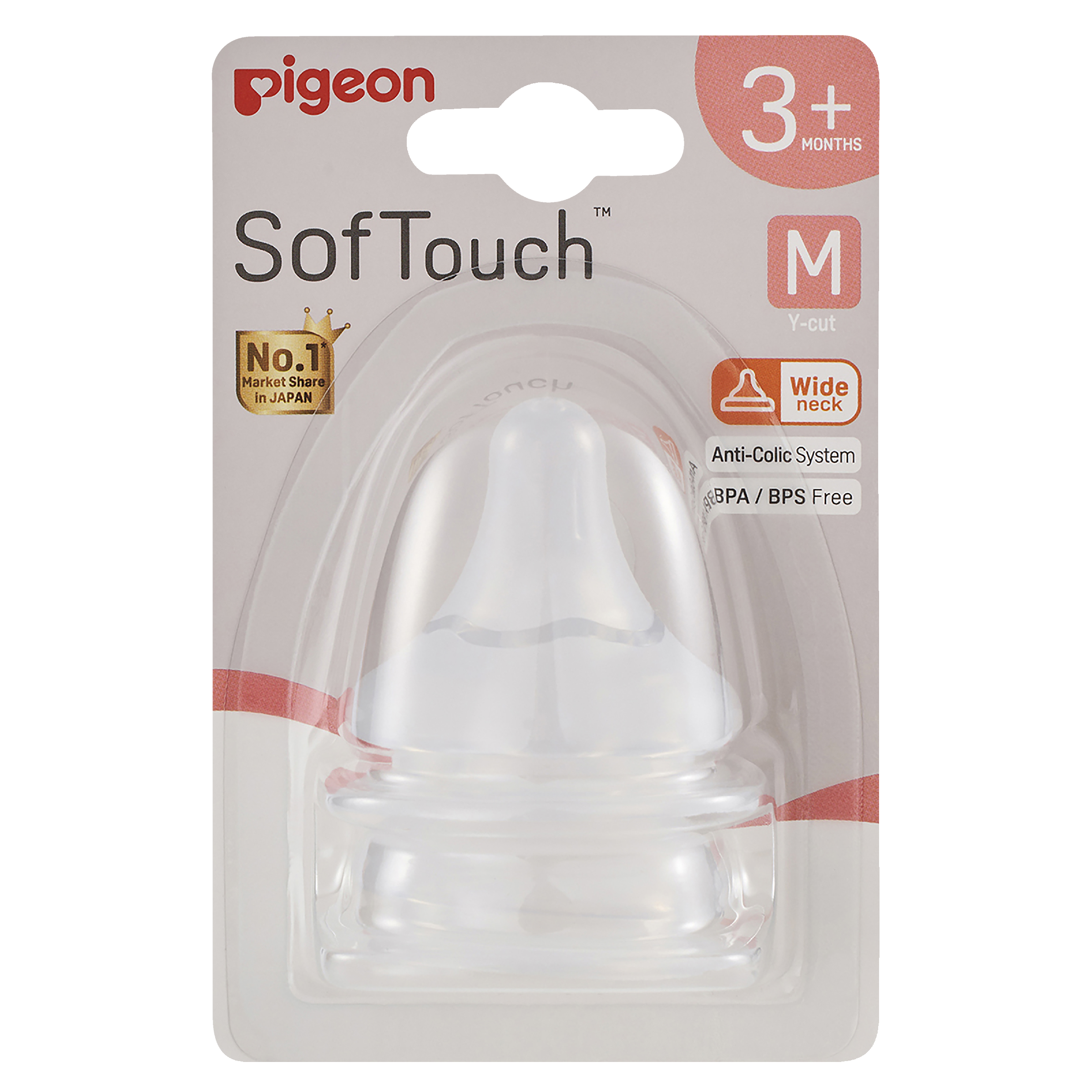 PIGEON TEAT SOFT TOUCH WIDE NECK 3+ MONTHS  2 PACK