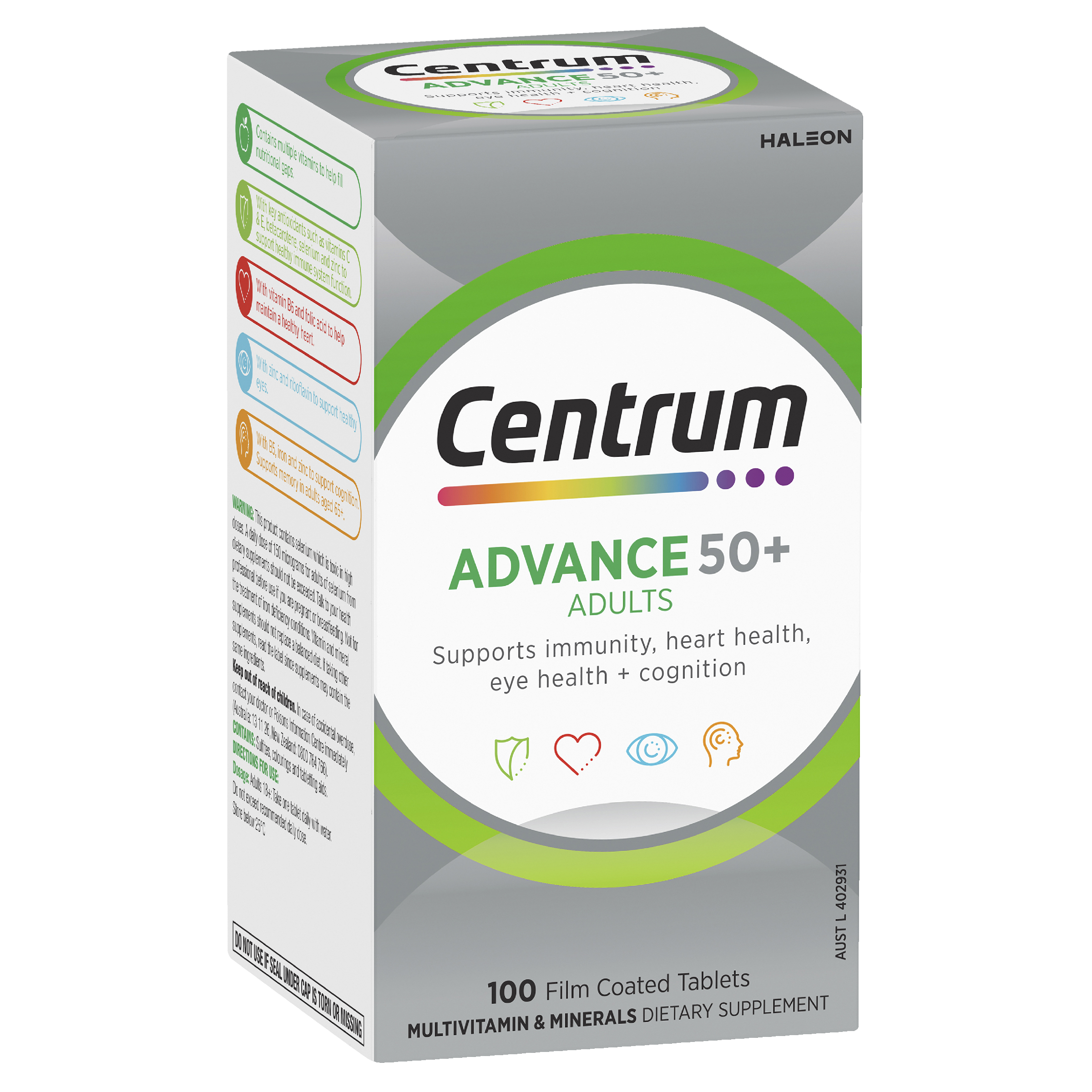 CENTRUM ADVANCE 50+ FOR ADULTS 100 TABLETS