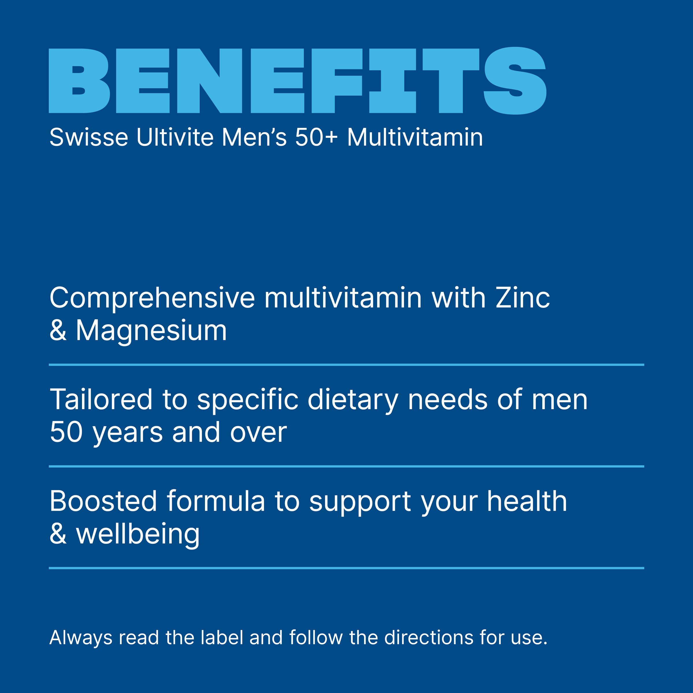SWISSE ULTIVITE MENS 50+ MULTIVITAMIN TABLETS 60 - Image 3