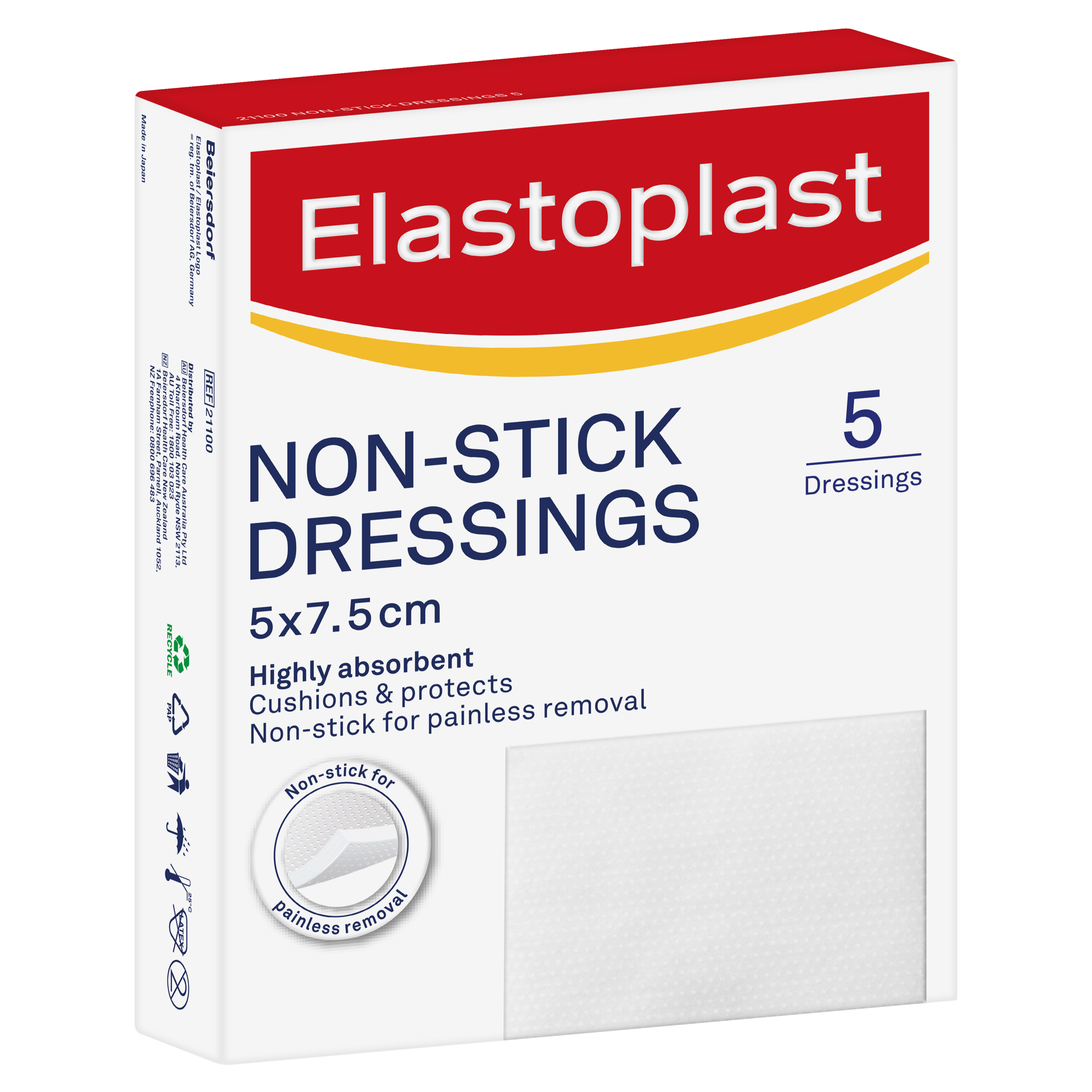 ELASTOPLAST NON-STICK DRESSINGS 7.5CM X 5CM 5 PACK - Image 11