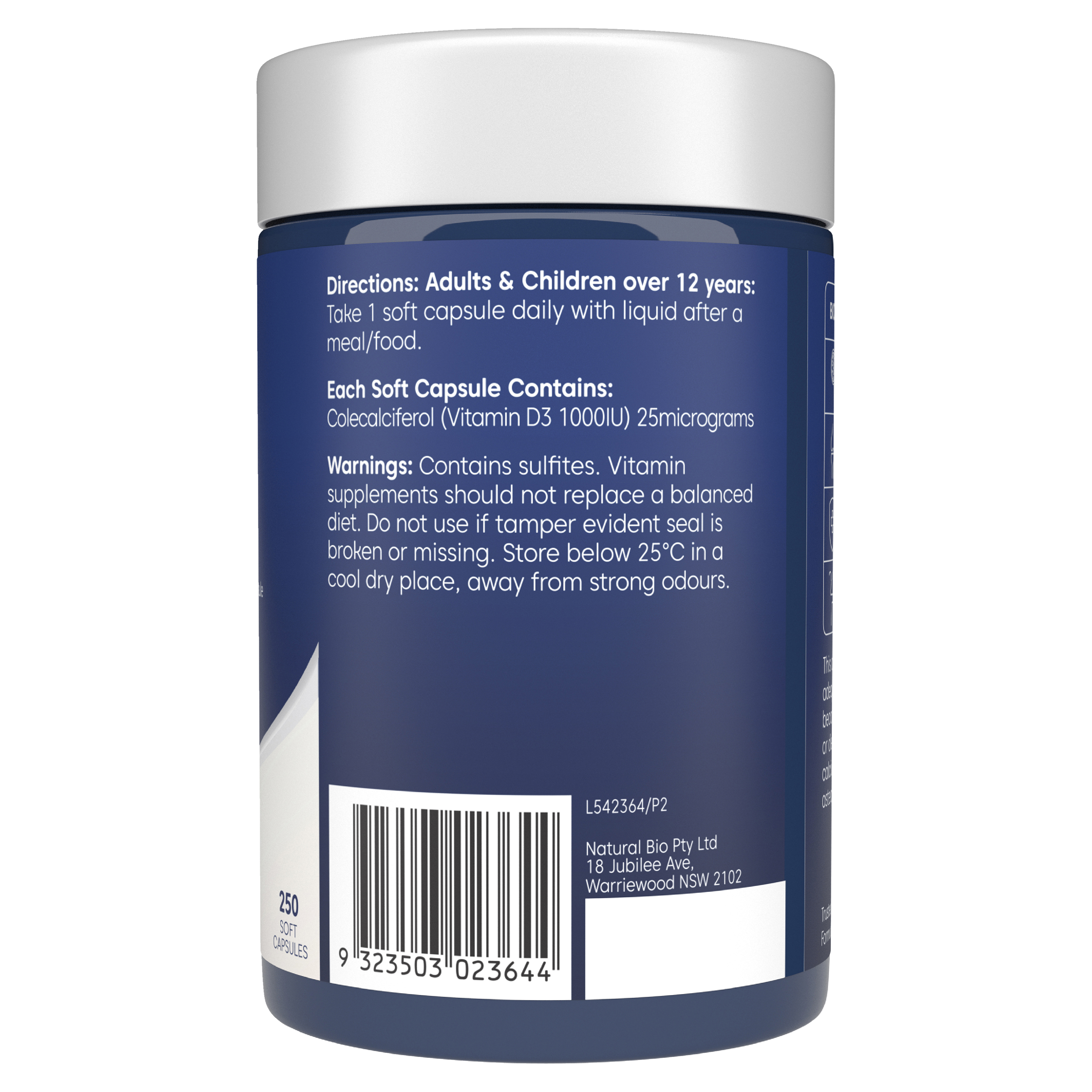 BIOGLAN VITAMIN D3 1000IU 250 CAPSULES - Image 2