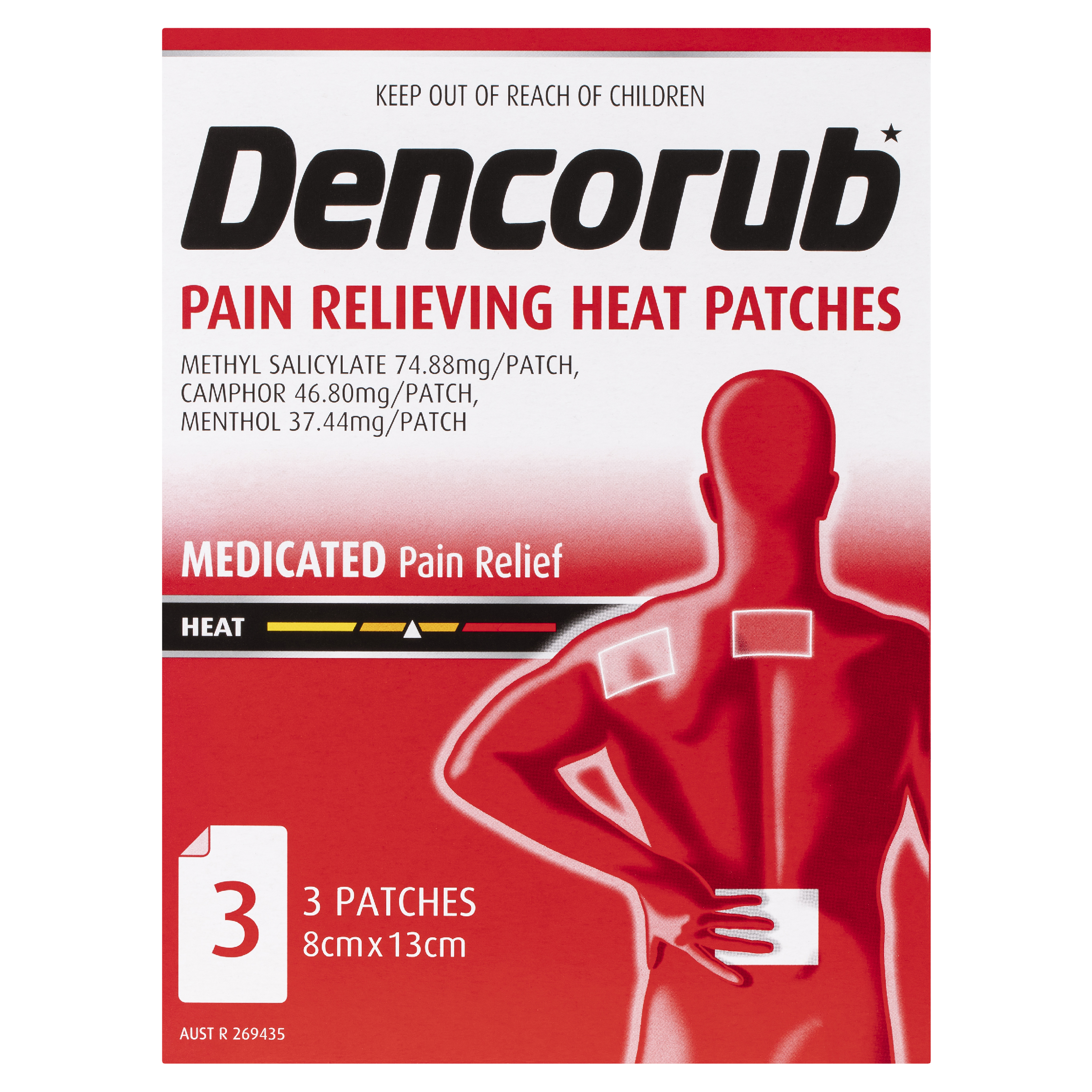 DENCORUB PAIN RELIEVING HEAT PATCHES 3 PACK - Image 2