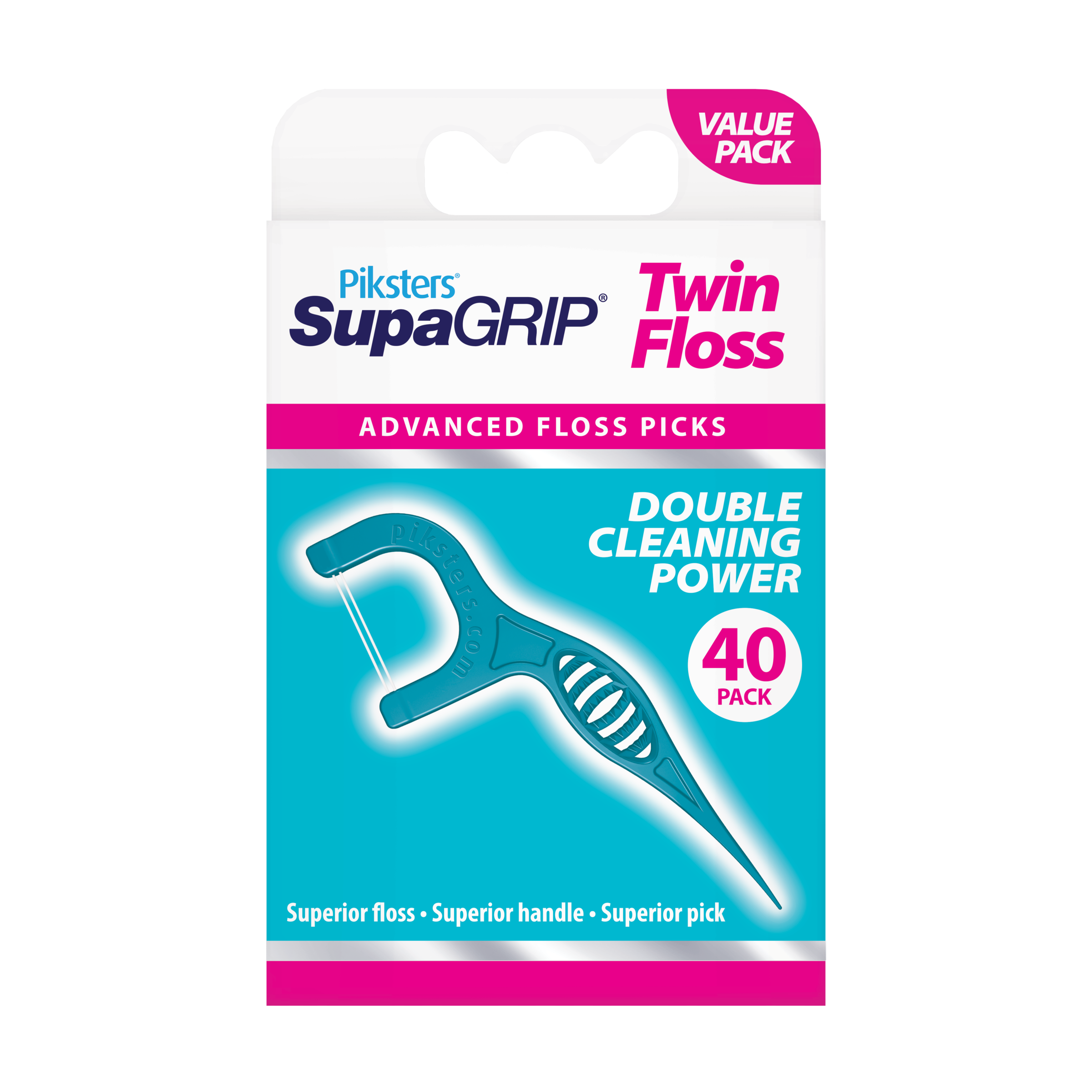 PIKSTERS SUPAGRIPS FLOSS PICKS TWIN 40 PACK - Image 2