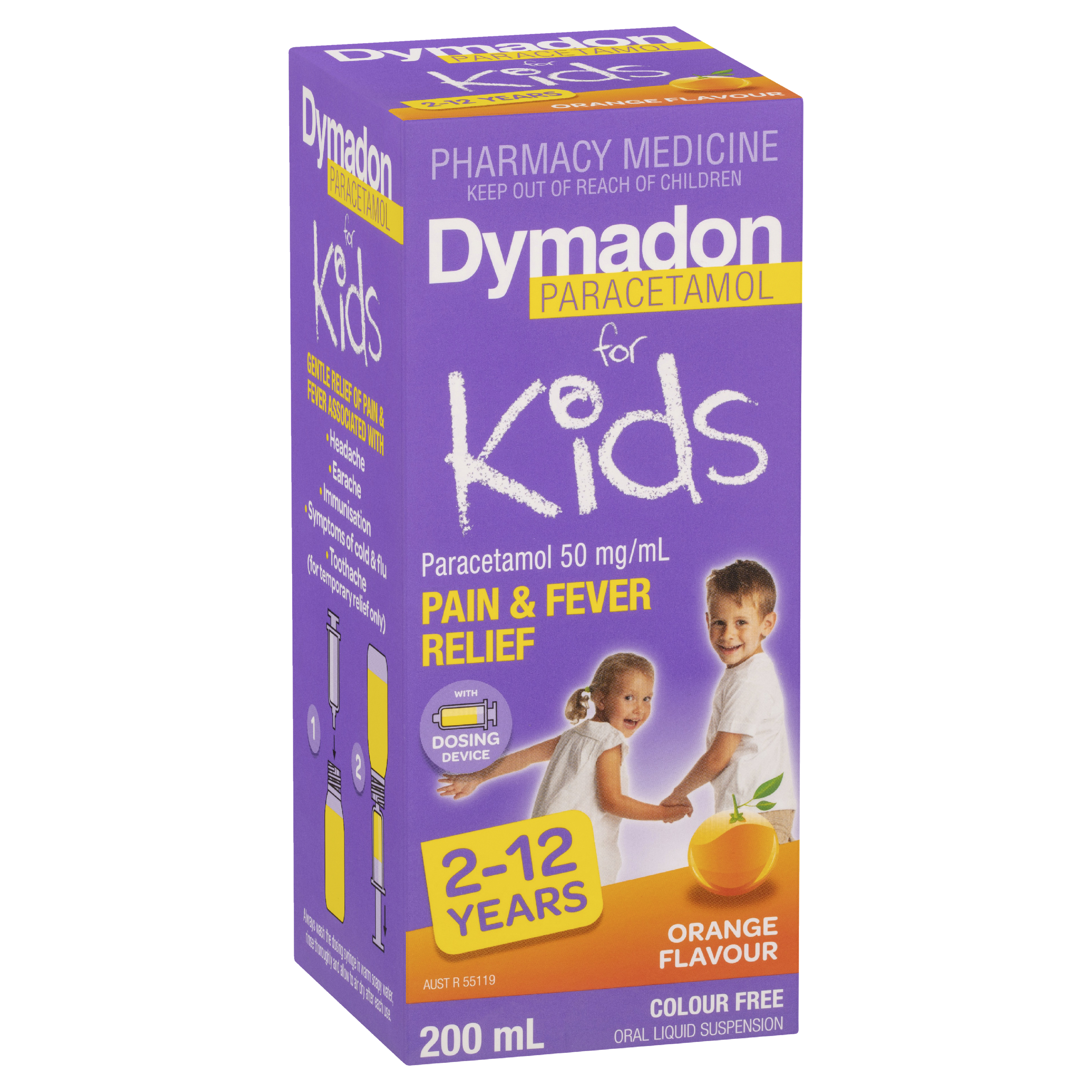 DYMADON FOR KIDS ORANGE 2 YEARS-12 YEARS SUSPENSION 200ML