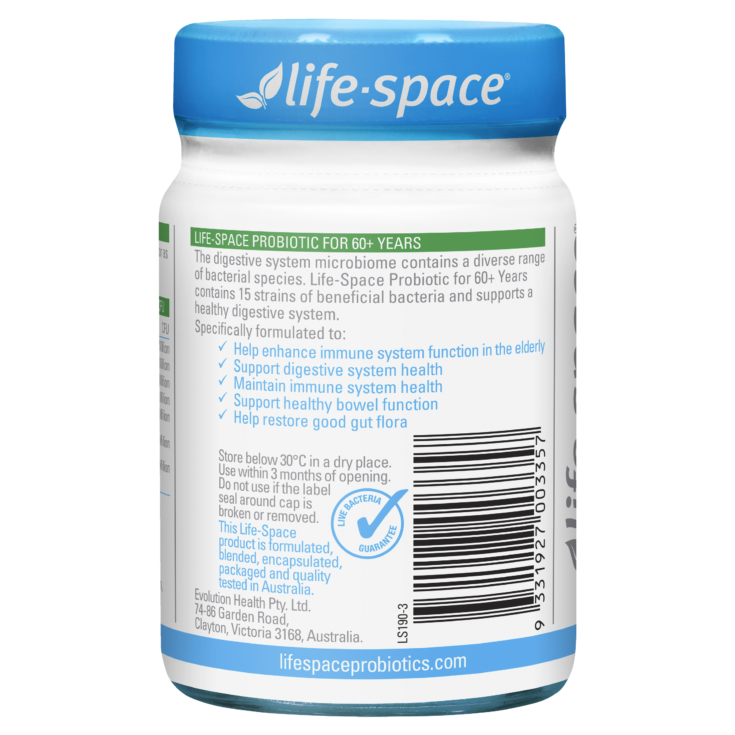 LIFE SPACE PROBIOTIC FOR 60+ YEARS 60 CAPSULES - Image 2