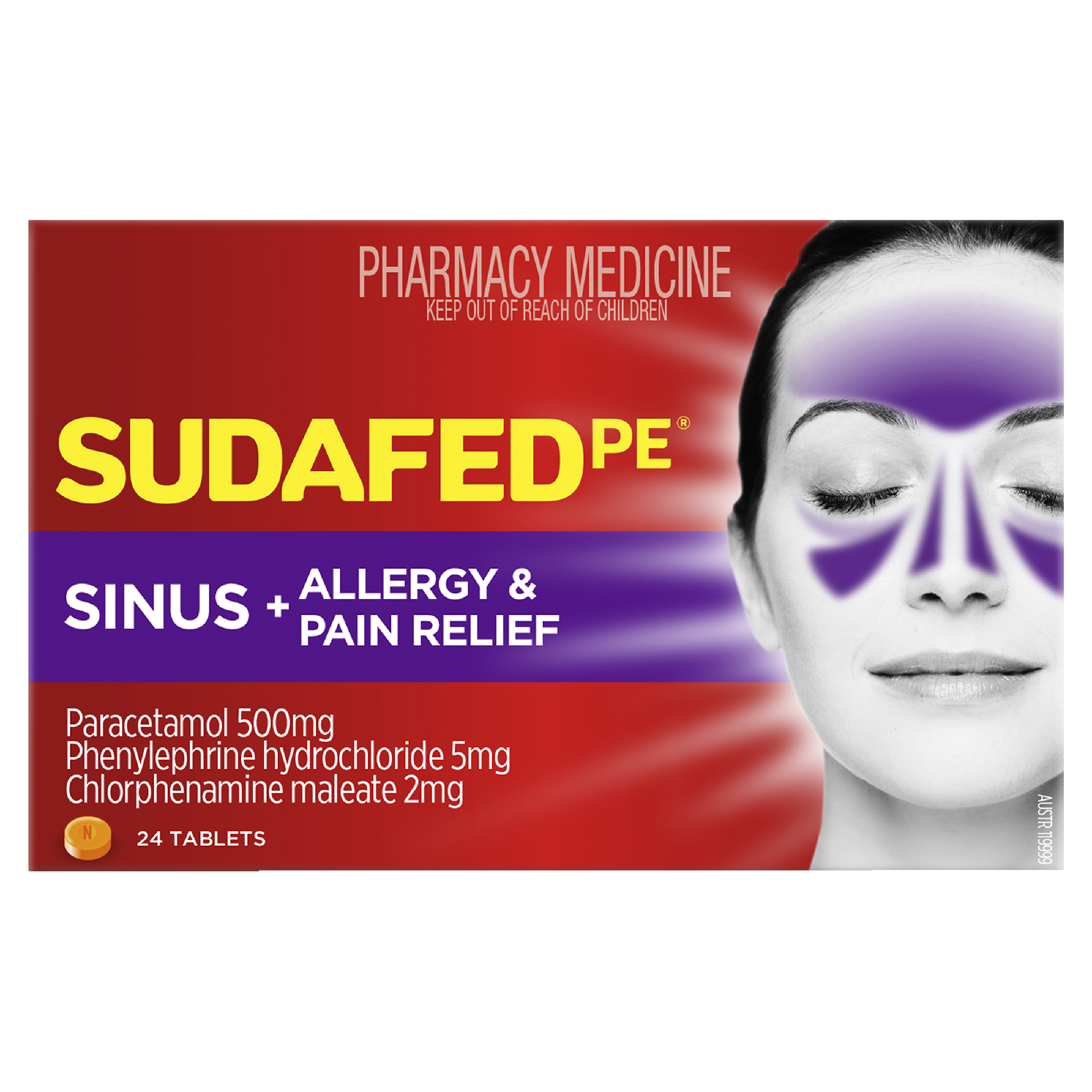 SUDAFED PE SINUS ALLERGY & PAIN 24 TABLETS - Image 2