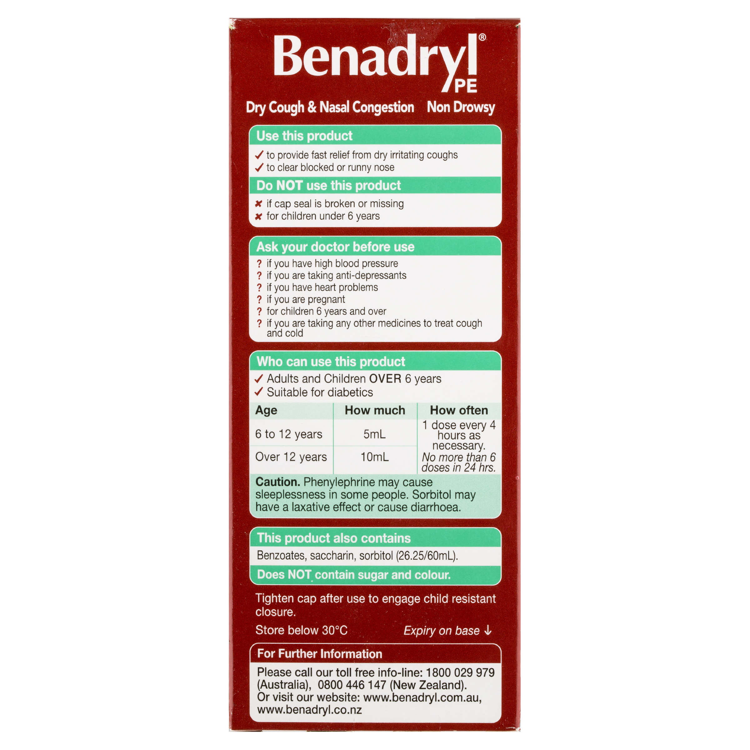 BENADRYL PE DRY COUGH & NASAL 200ML - Image 4
