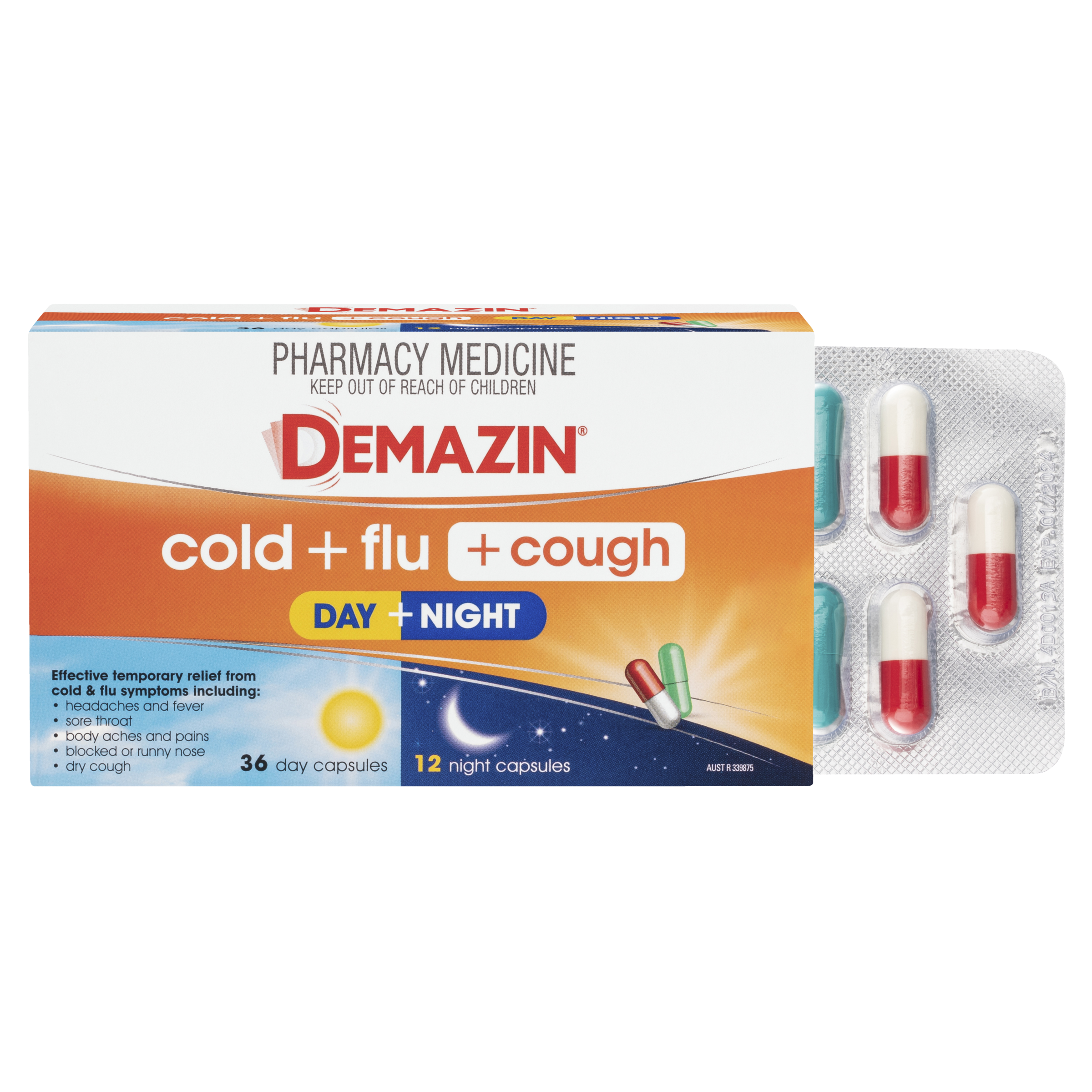 DEMAZIN DAY & NIGHT COLD & FLU + COUGH PE 48 CAPSULES - Image 9