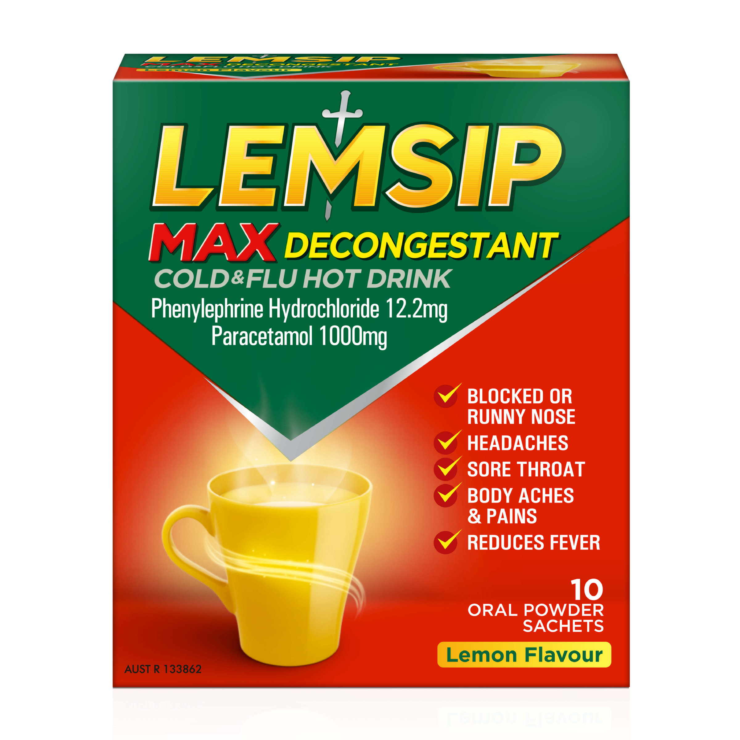 LEMSIP MAX DECONGESTANT LEMON SACHETS 10 PACK