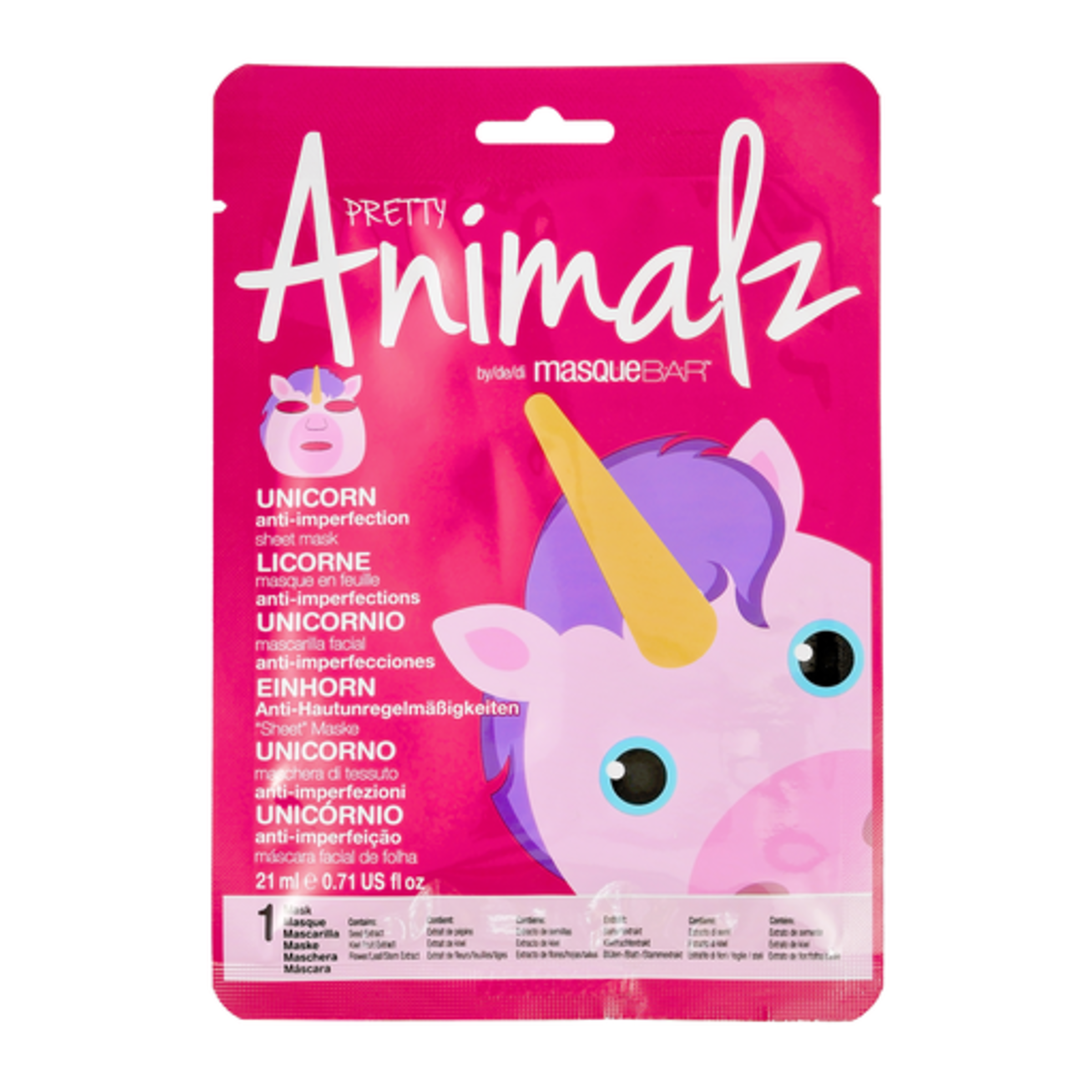 MASQUE BAR ANIMALZ FACE MASK UNICORN 1 PACK