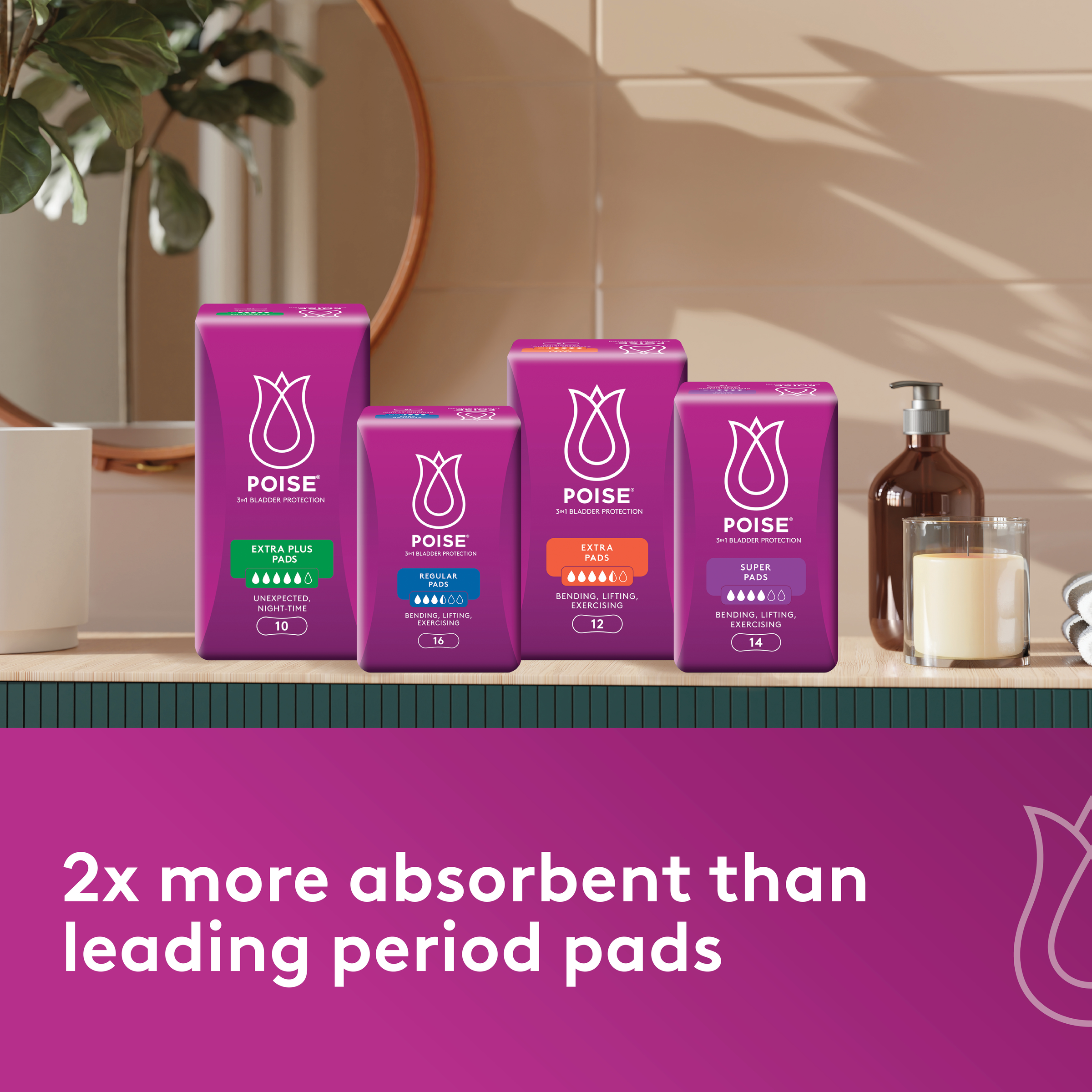 POISE 3-IN-1 PADS REGULAR 3.5D 16 PACK - Image 11