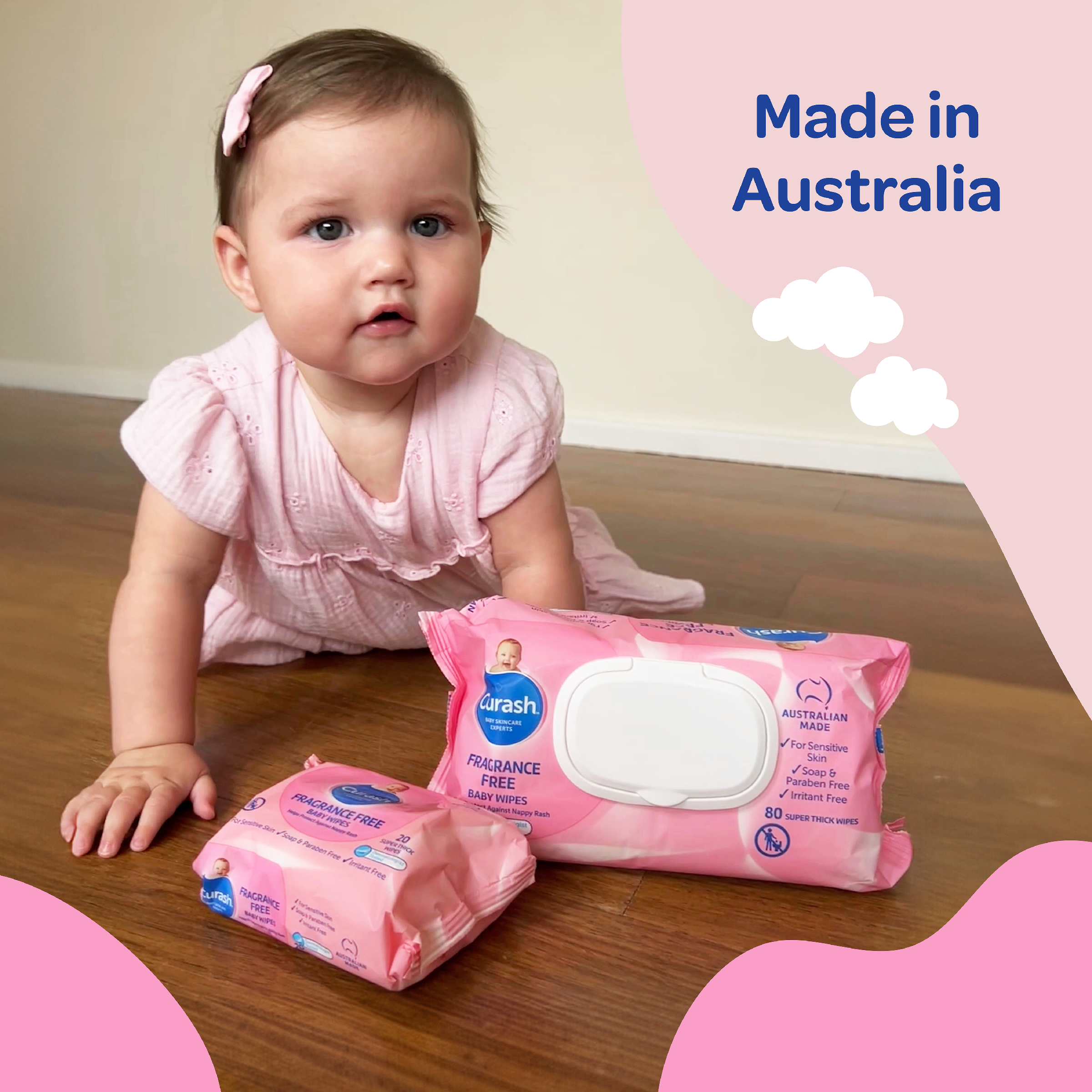 CURASH BABYCARE WIPES FRAGRANCE FREE 20 PACK - Image 7