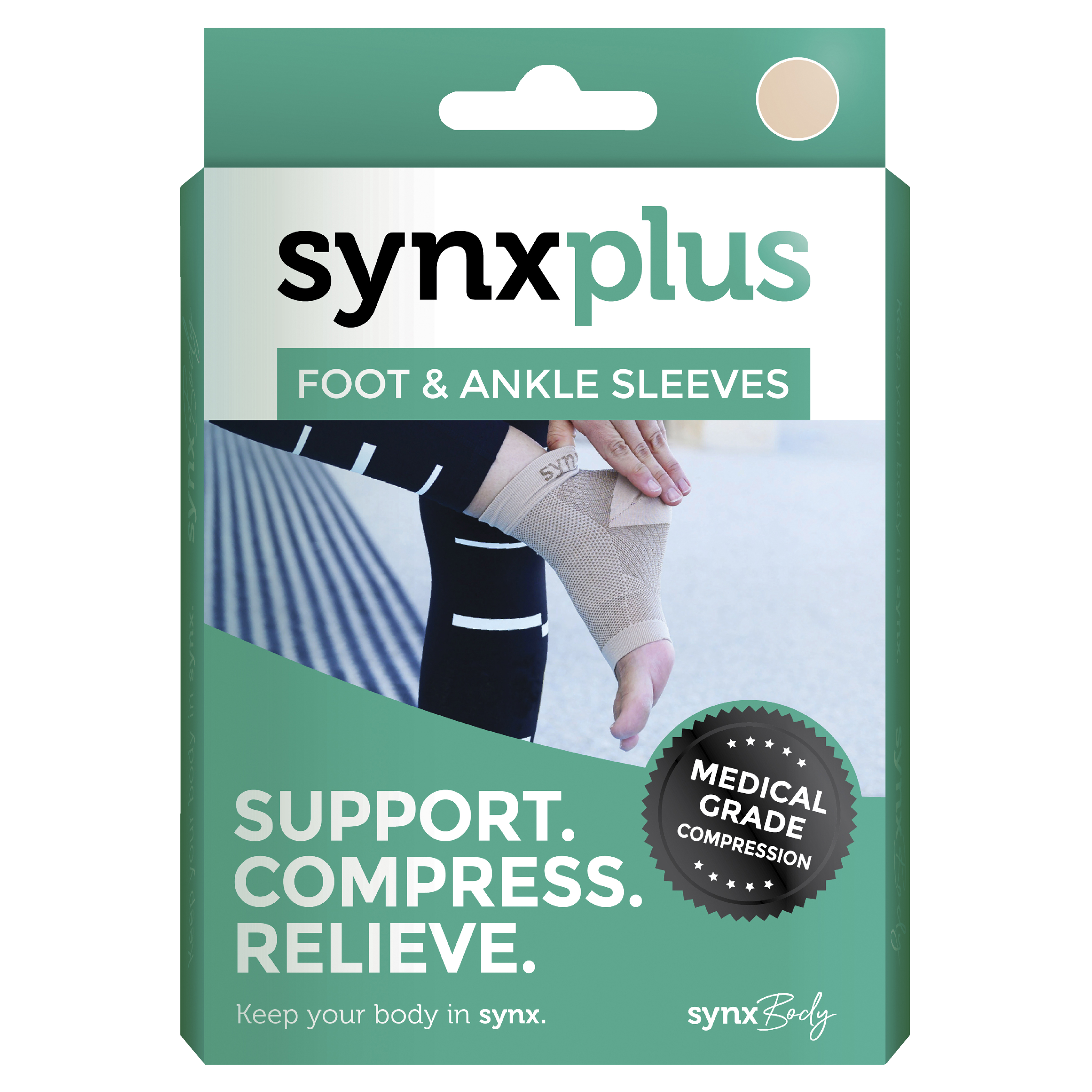 SYNXPLUS FOOT & ANKLE SLEEVE BEIGE X-LARGE
