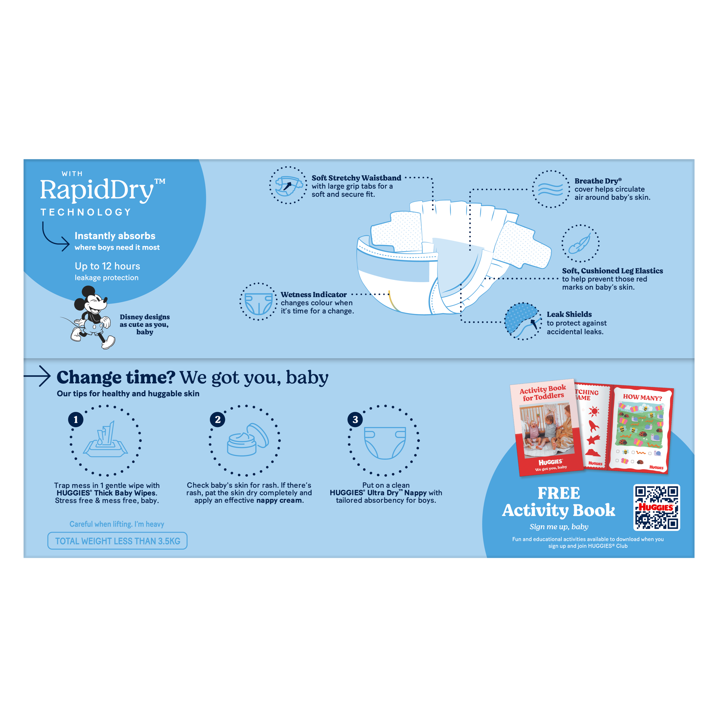 HUGGIES JUMBO ULTRADRY NAPPIES WALKER BOY 64 PACK - Image 5