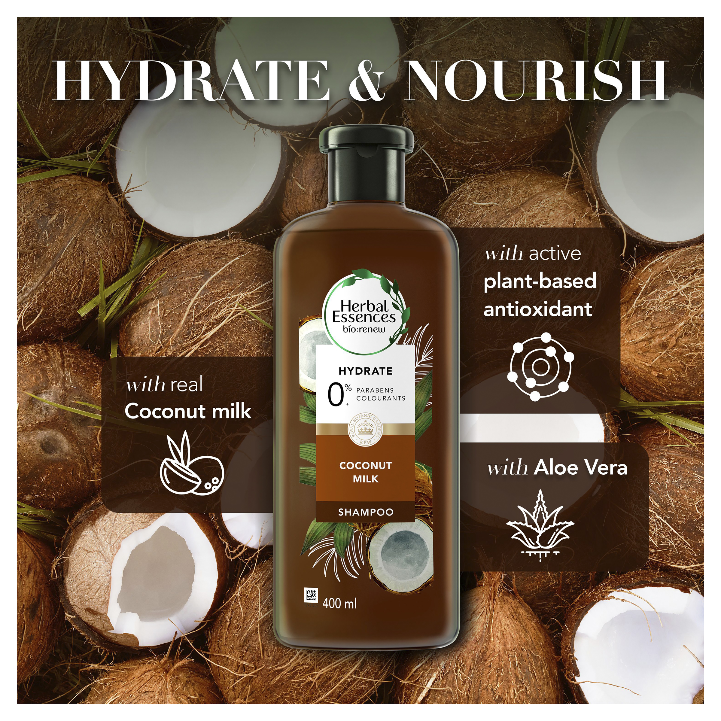 HERBAL ESSENCES BIO RENEW COCONUT MILK SHAMPOO 400ML - Image 3