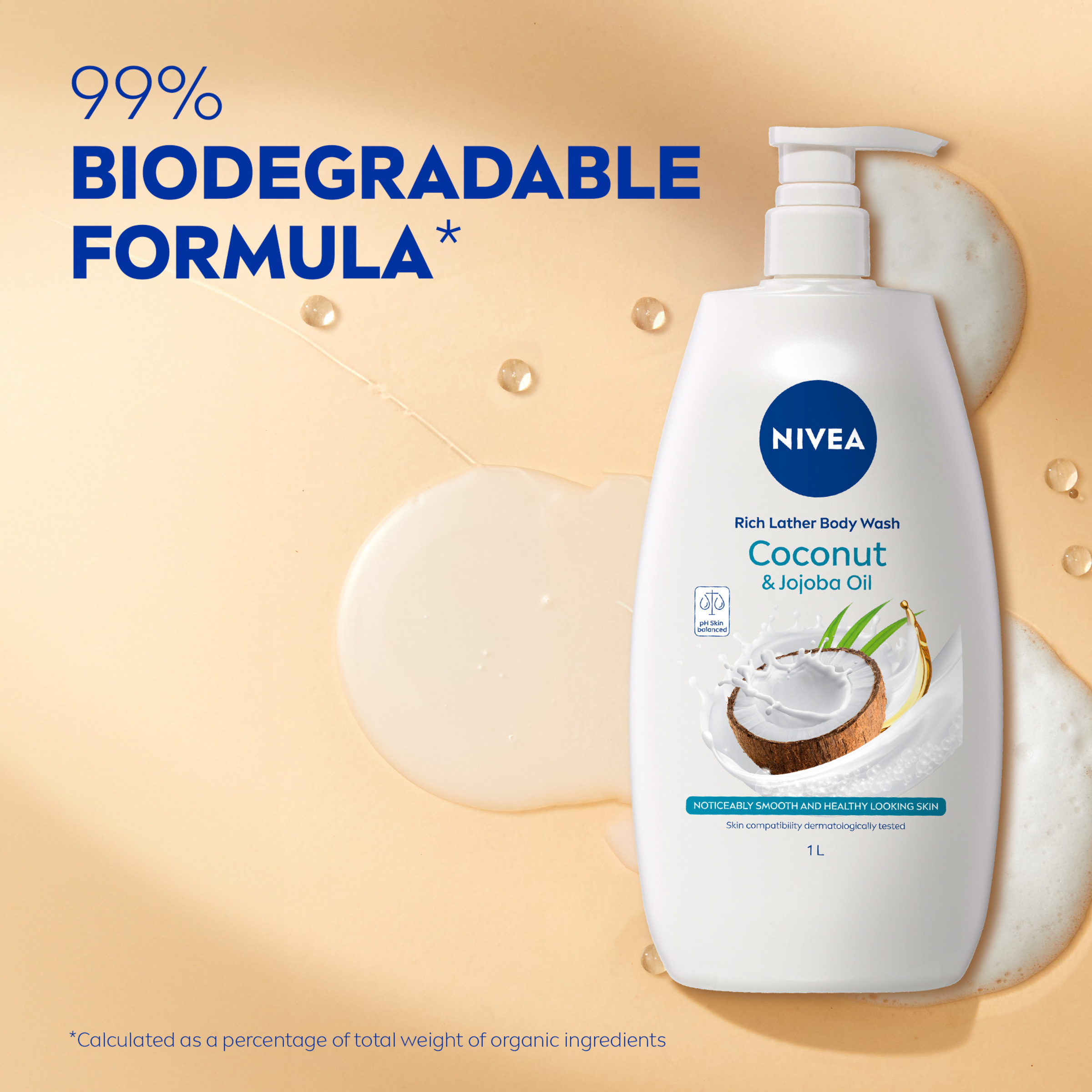 NIVEA SHOWER CREME BODY WASH COCONUT & JOJOBA OIL 1 LITRE - Image 5