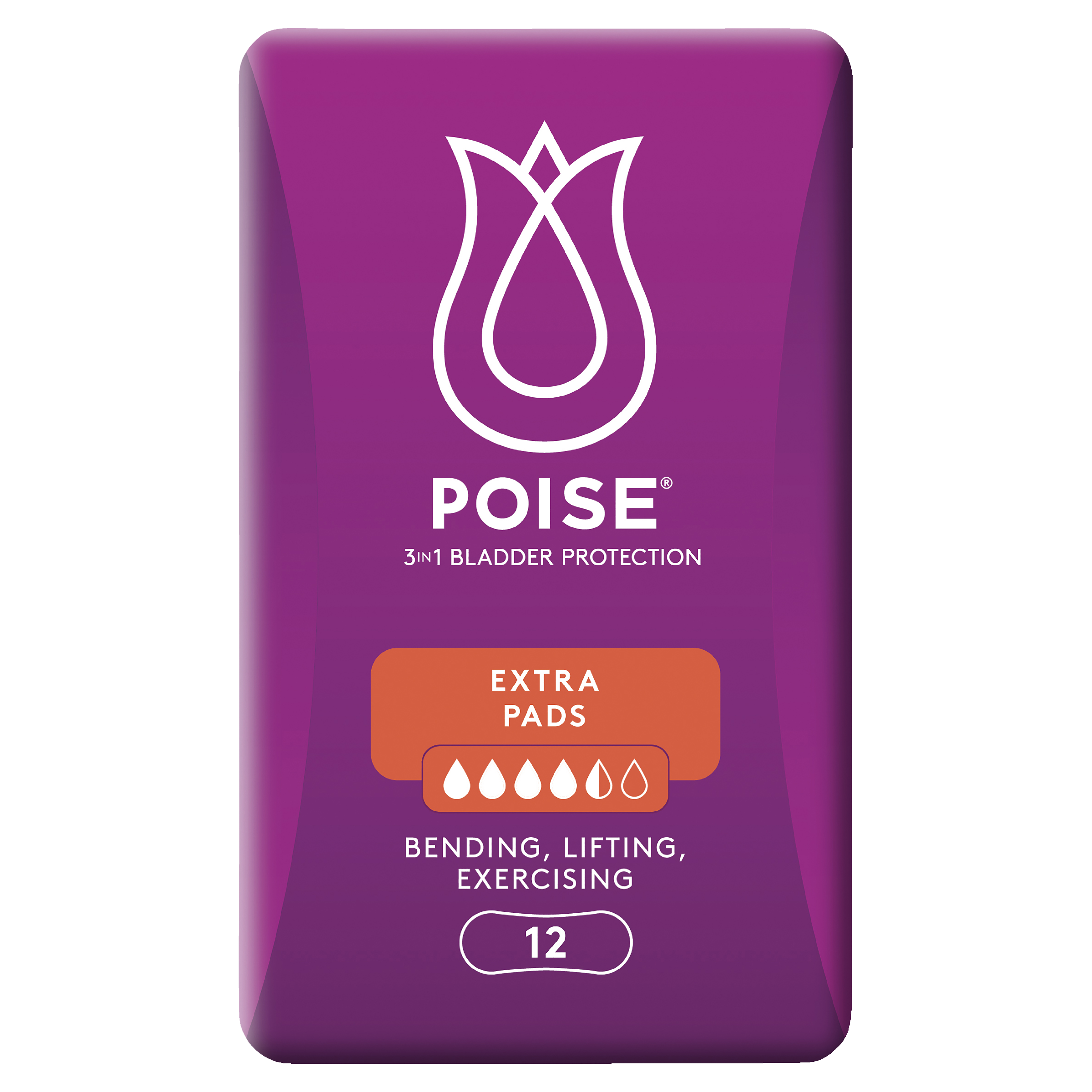 POISE 3-IN-1 PADS EXTRA 4.5D 12 PACK - Image 2