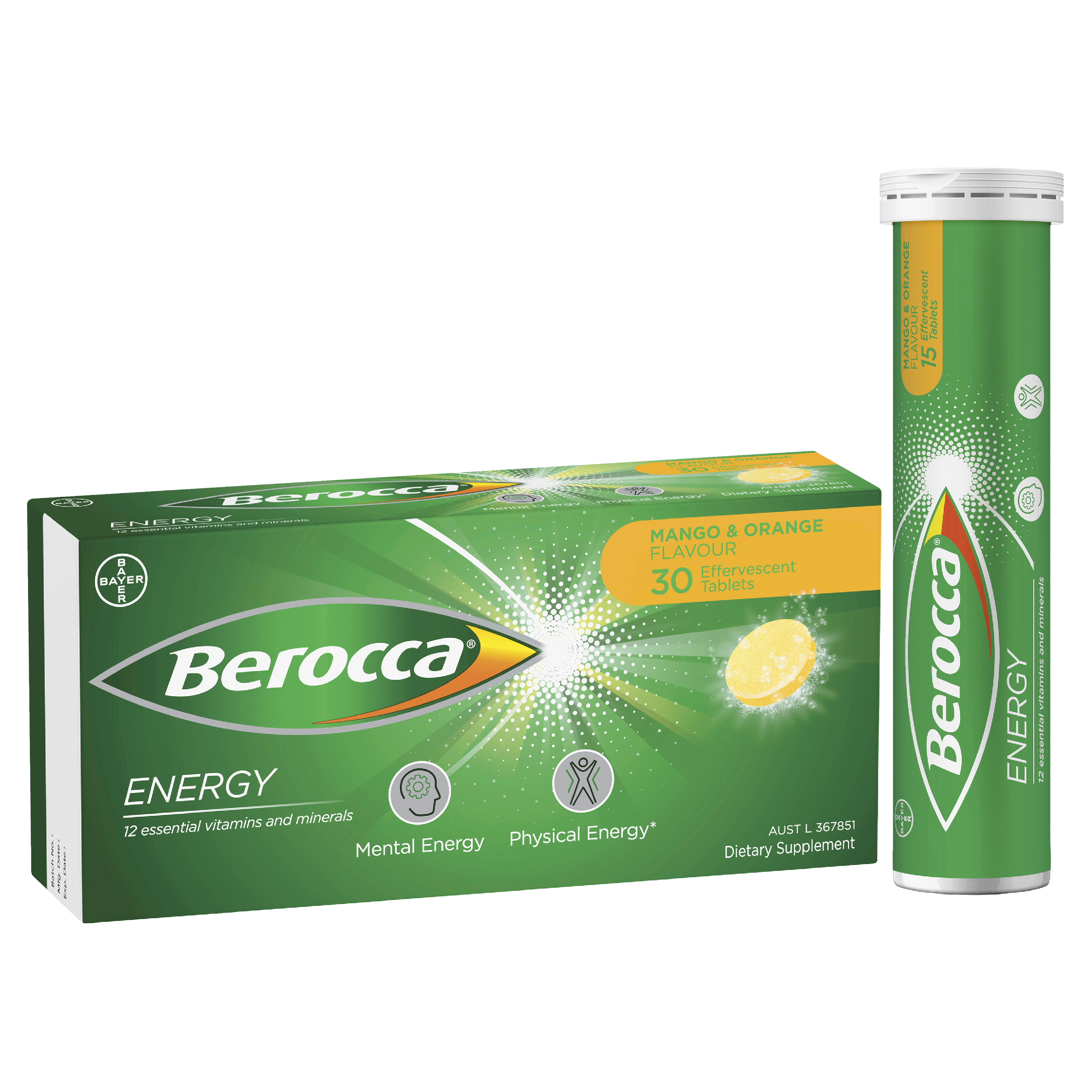 BEROCCA EFFERVESCENT MANGO AND ORANGE 30 TABLETS - Image 9