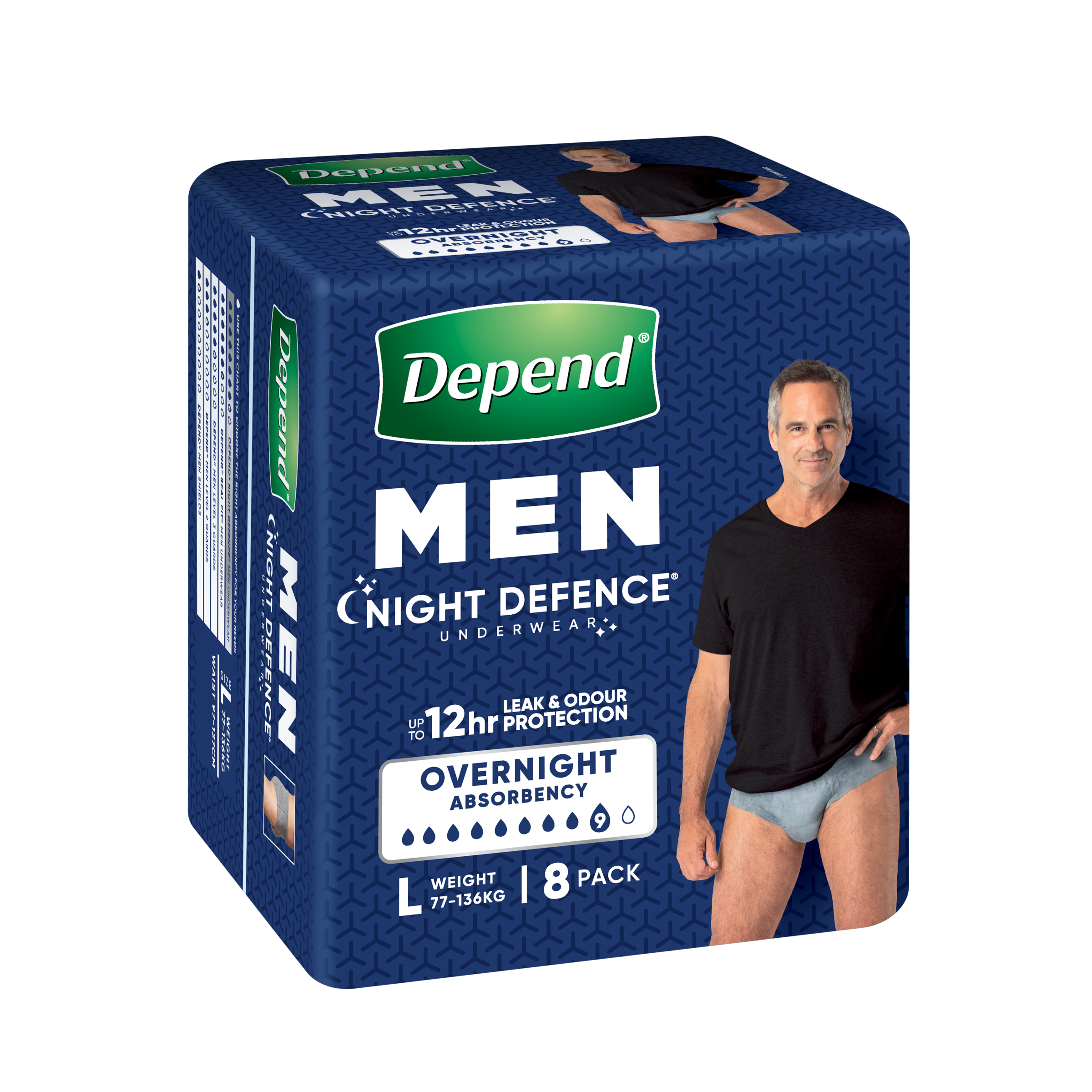 DEPEND MEN ADVANCED PROTECTION N/DEF UNDERWEAR 9D LARGE 8 PACK