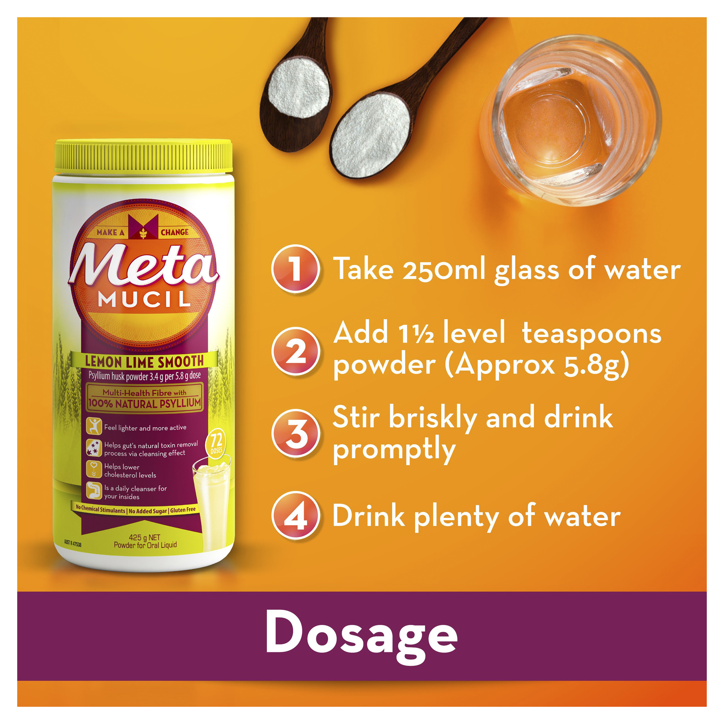 METAMUCIL LEMON LIME SMOOTH 673G 114 DOSES - Image 5