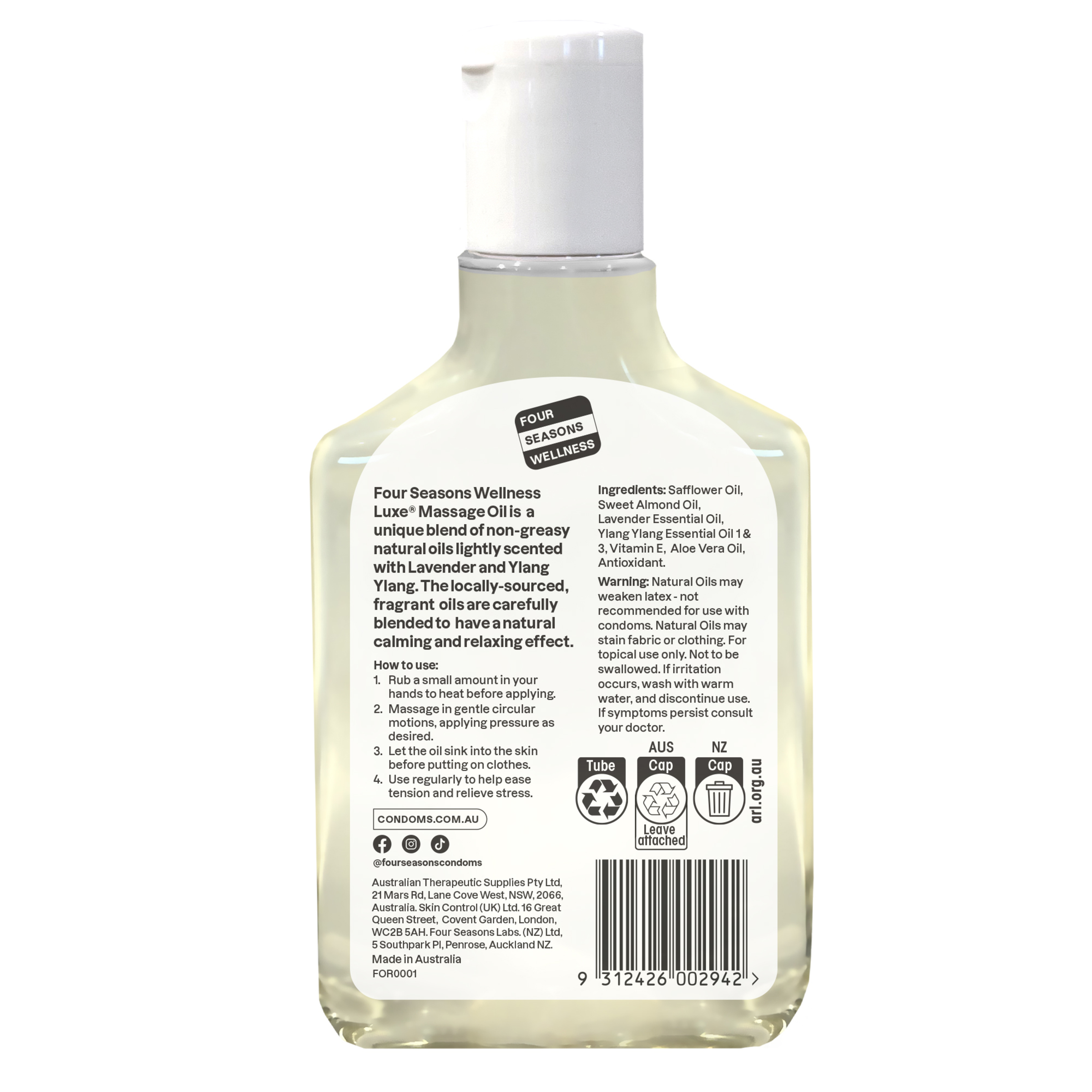 FOUR SEASONS MASSAGE OIL 150ML - Image 2