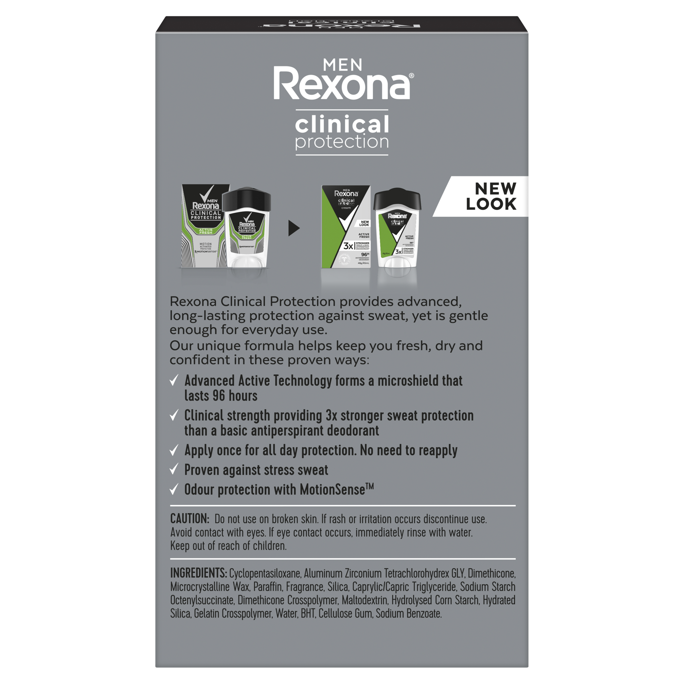 REXONA MEN CLINICAL ANTIPERSPIRANT CREAM ACTIVE FRESH 96HR 45ML - Image 2