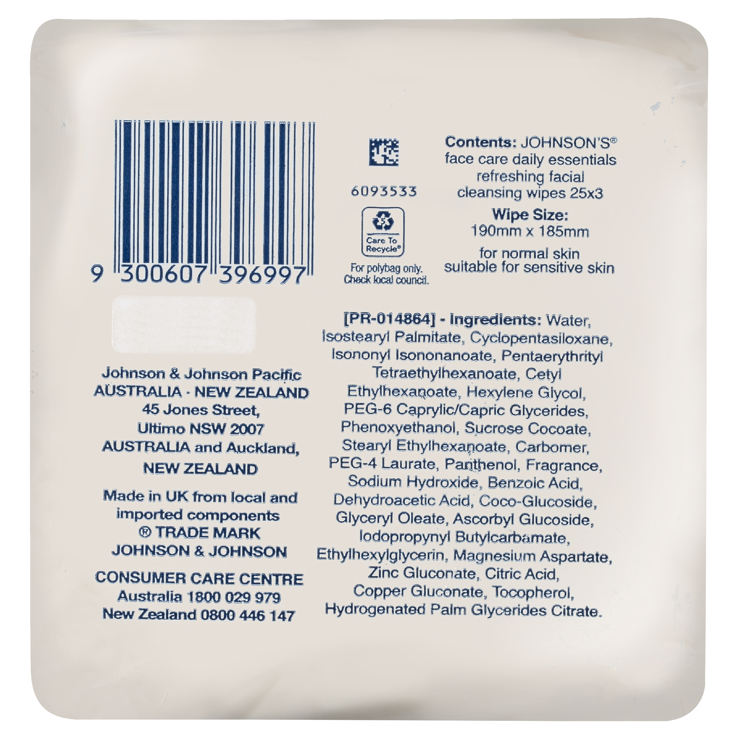 J&J 3 IN 1 NORMAL WIPES 3 X 25 PACK - Image 3