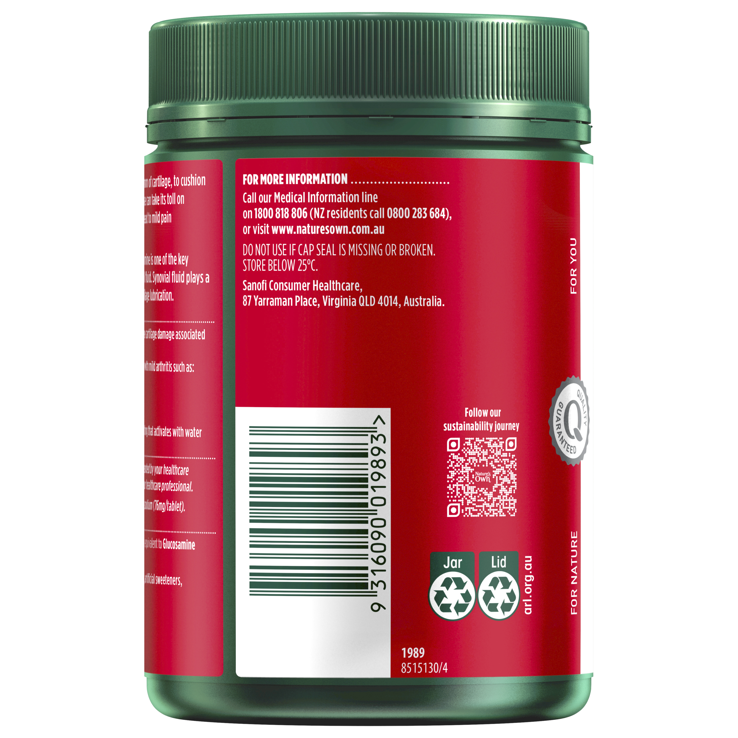 NATURES OWN GLUCOSAMINE SULFATE 400 TABLETS - Image 4
