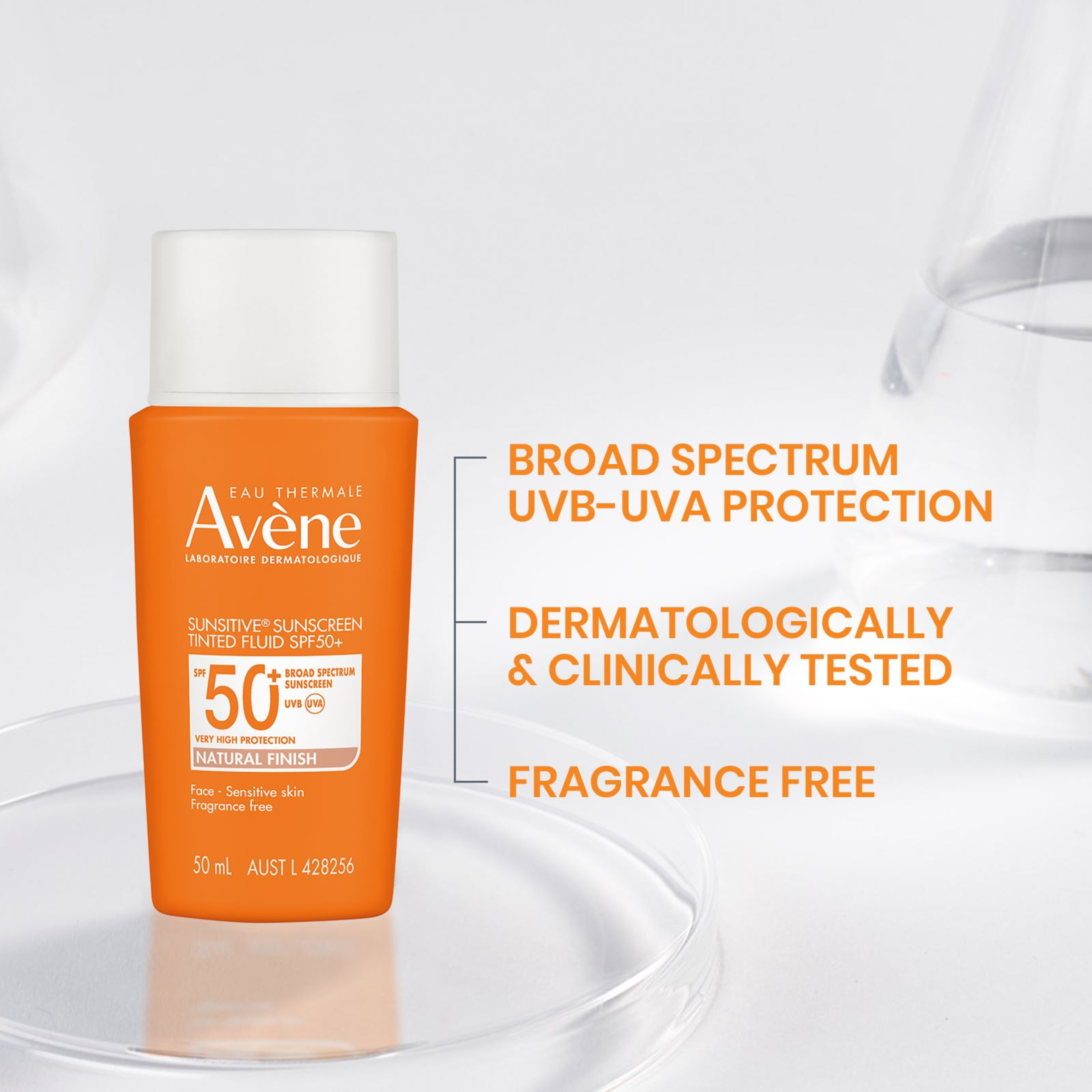 AVENE SUNSITIVE SUNSCREEN TINTED FLUID SPF 50+ 50ML - Image 5