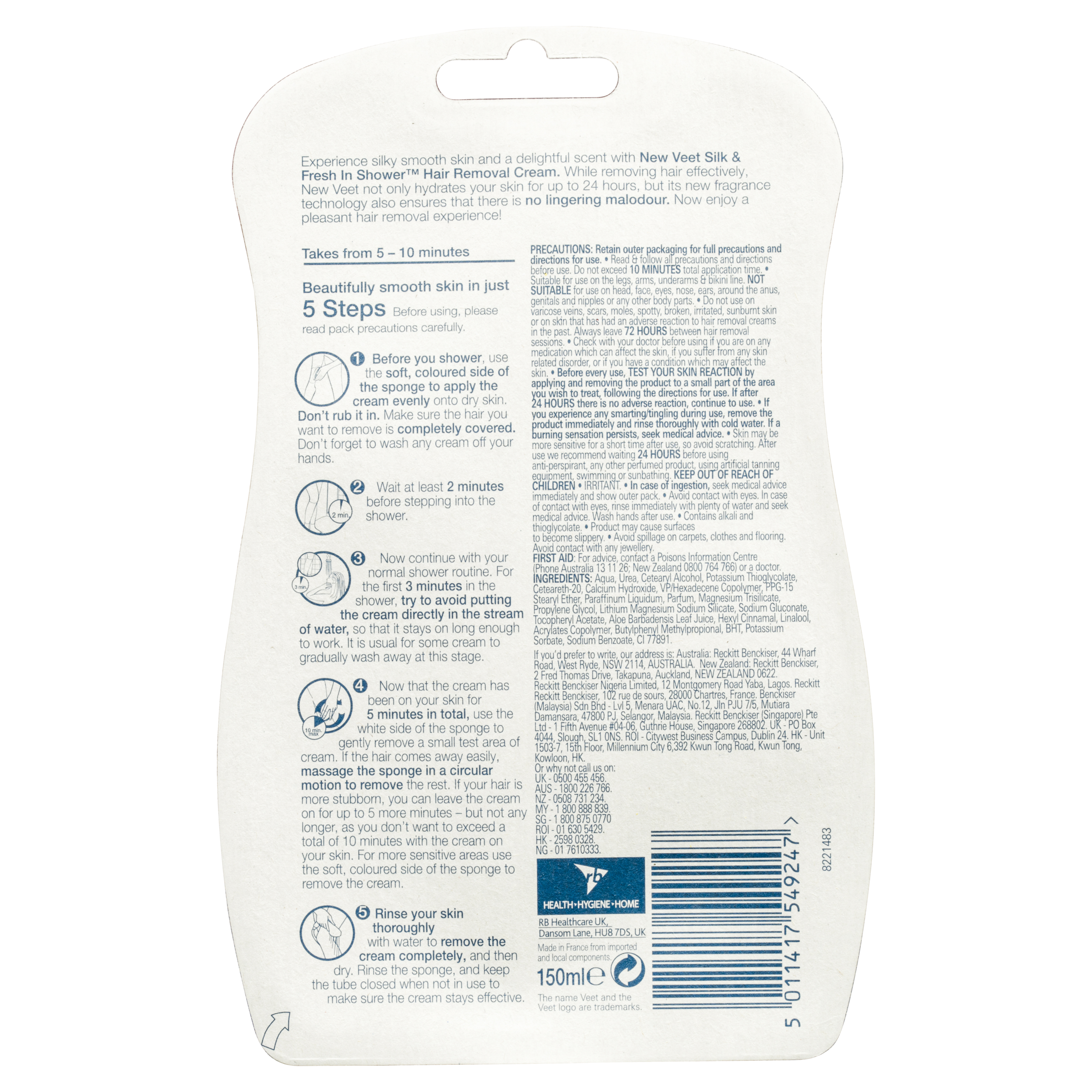 VEET IN SHOWER HAIR REMOVAL CREAM SENSITIVE 150ML - Image 2