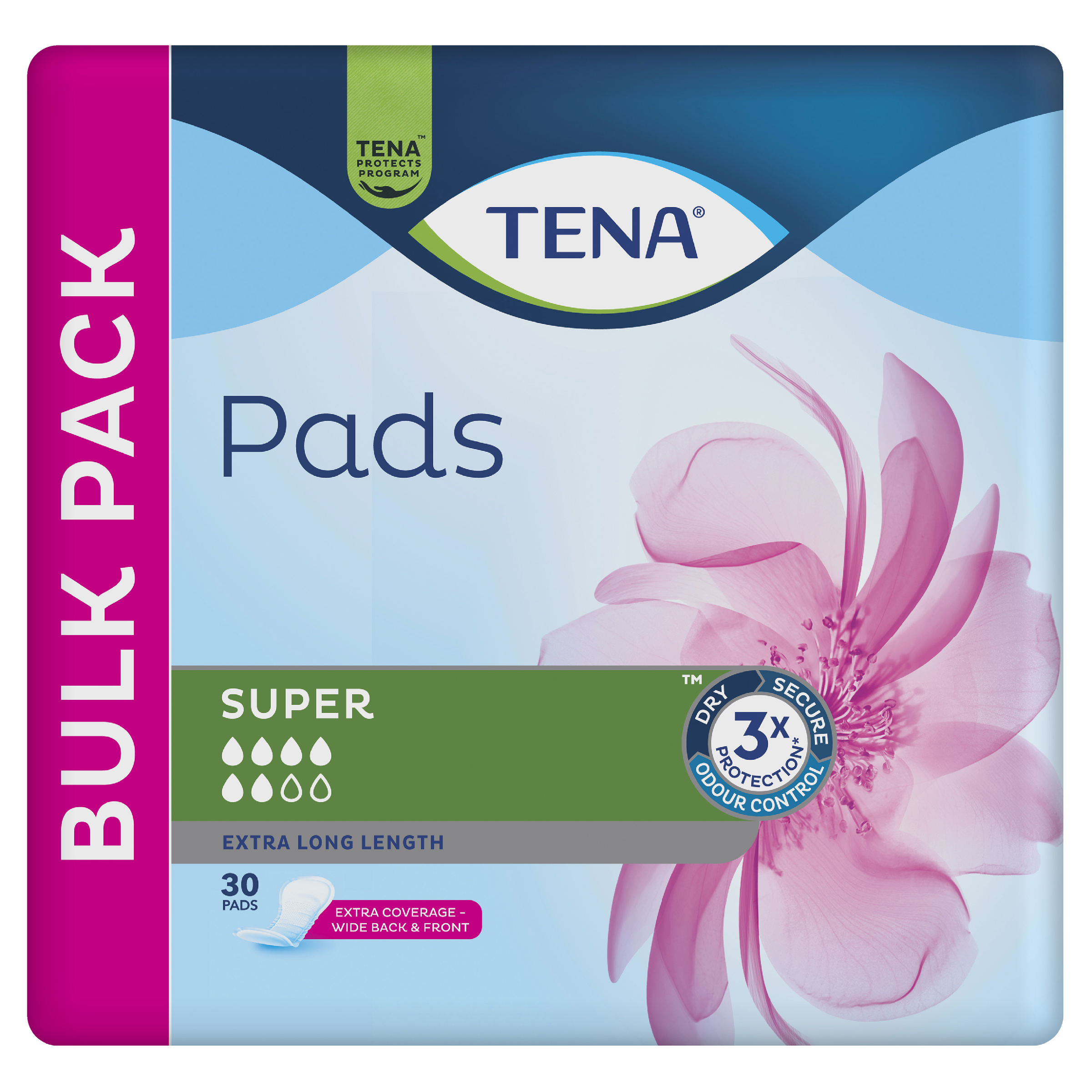 TENA PADS SUPER EXTRA COVERAGE 6D BULK 30 PACK - Image 2