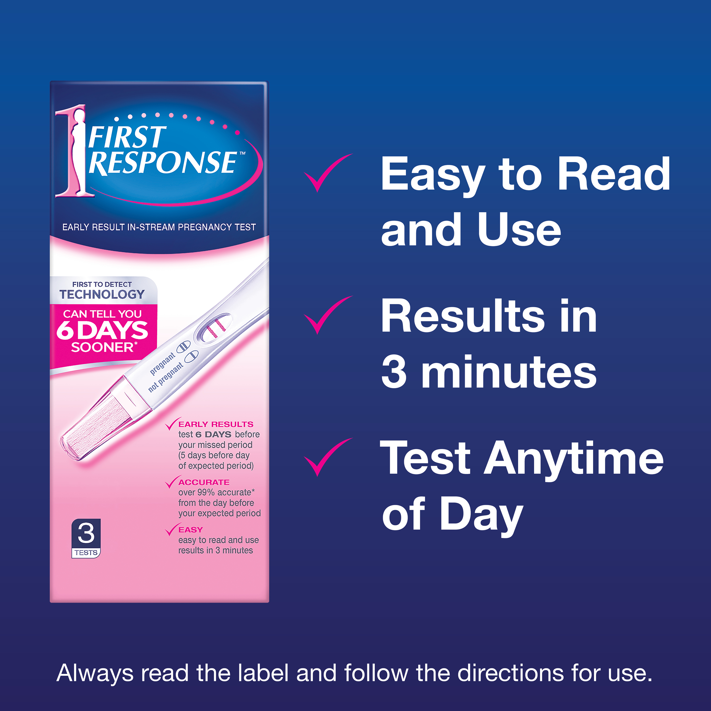 FIRST RESPONSE EARLY RESULT IN-STREAM PREGNANCY TEST 3 PACK - Image 8