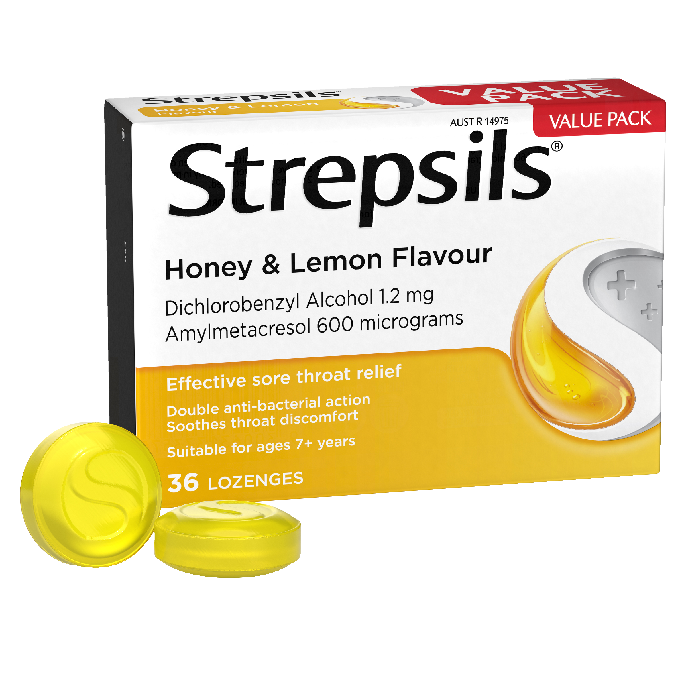STREPSILS HONEY & LEMON 36 LOZENGES
