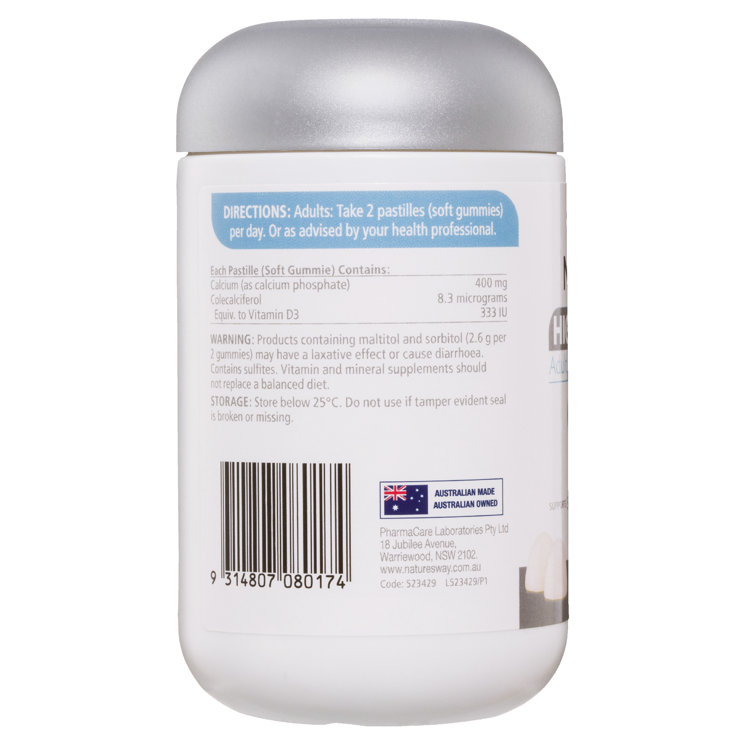 NATURES WAY HIGH STRENGTH CALCIUM + VITAMIN D GUMMIES 60 - Image 4