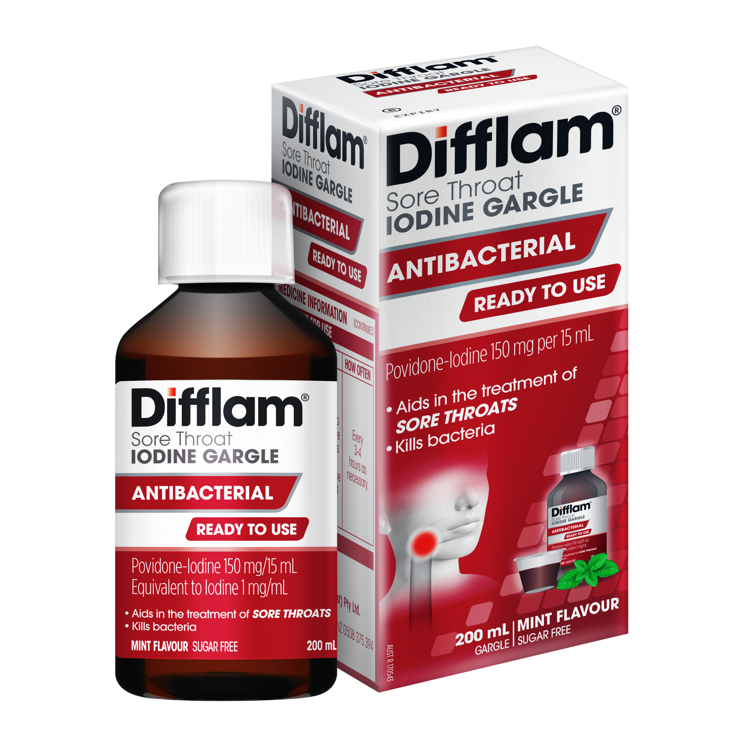 DIFFLAM SORE THROAT READY TO USE FRESH MINT GARGLE 200ML - Image 9
