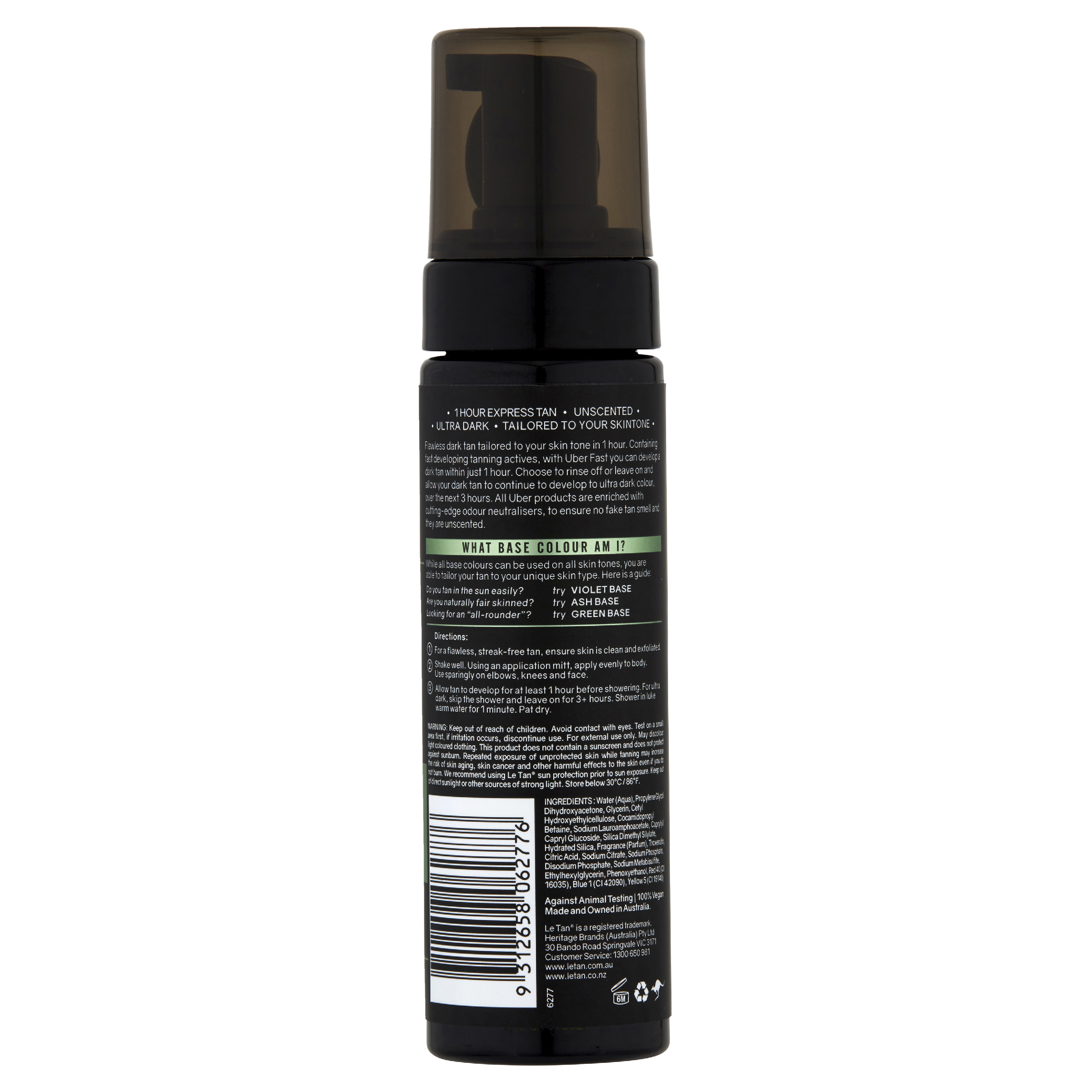 LE TAN FAST TANNING FOAM 1HR EXPRESS GREEN ALL SKIN 200ML - Image 2