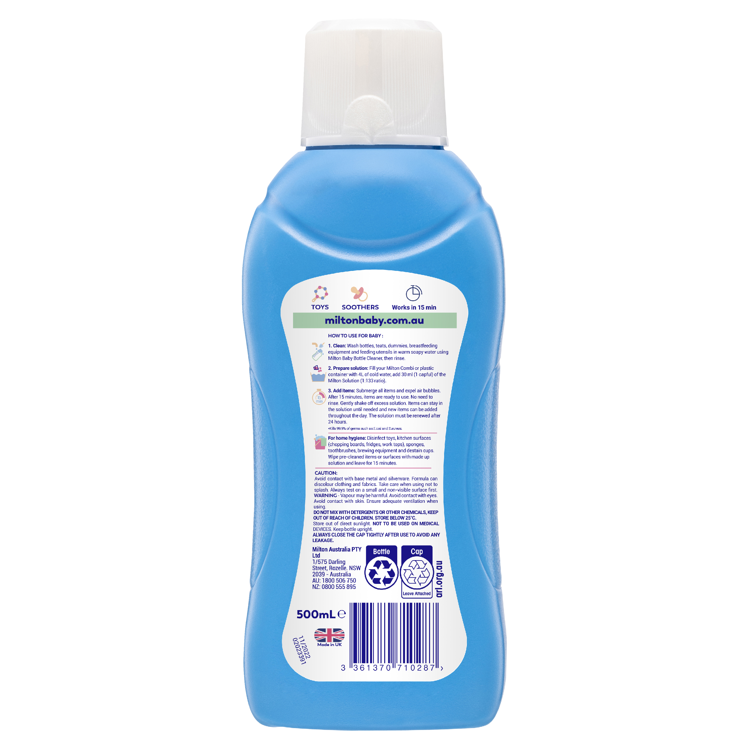 MILTON CONCENTRATED ANTI-BACTERIAL SOLUTION 500ML - Image 2