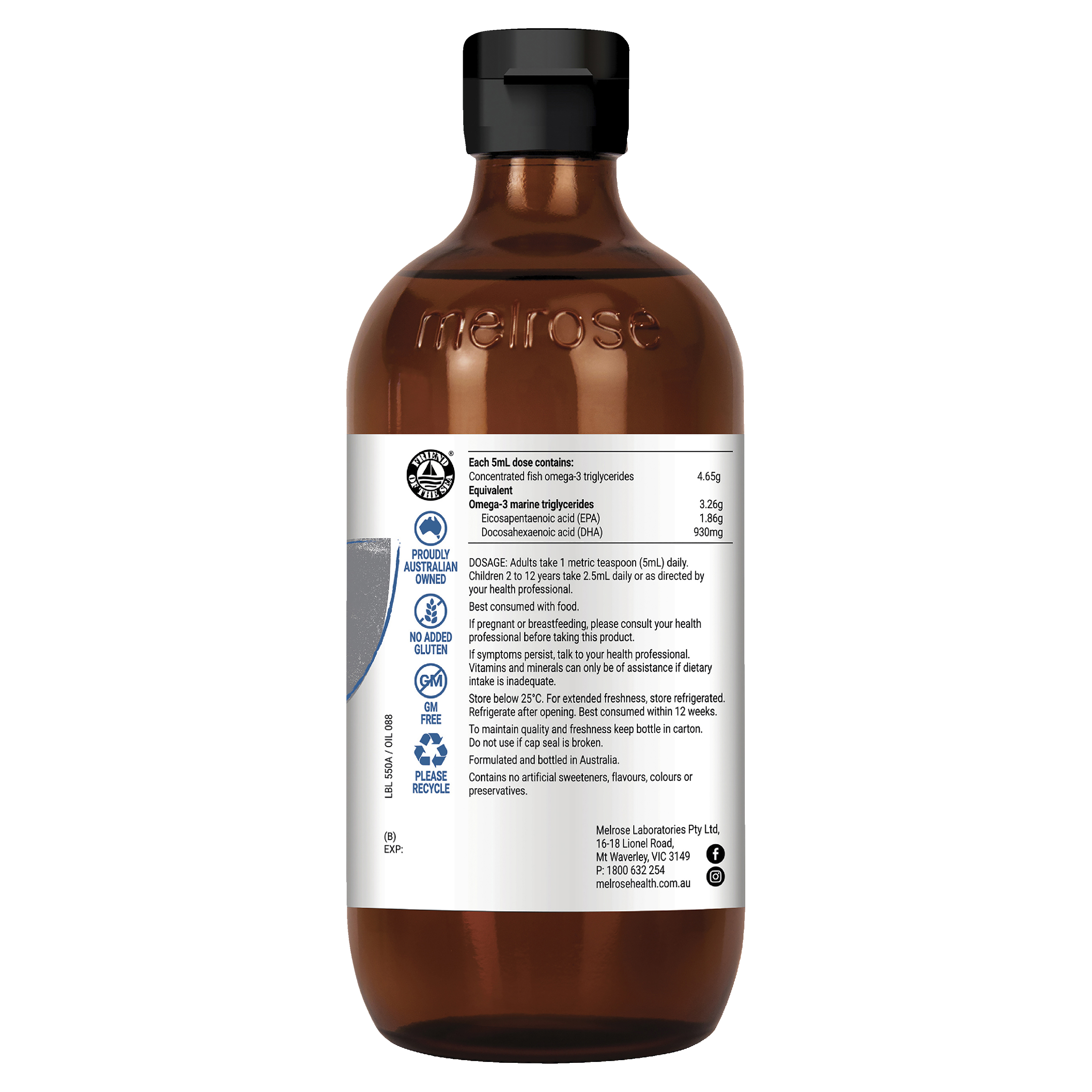 MELROSE FISH OIL HIGH STRENGTH LIQUID 200ML - Image 2