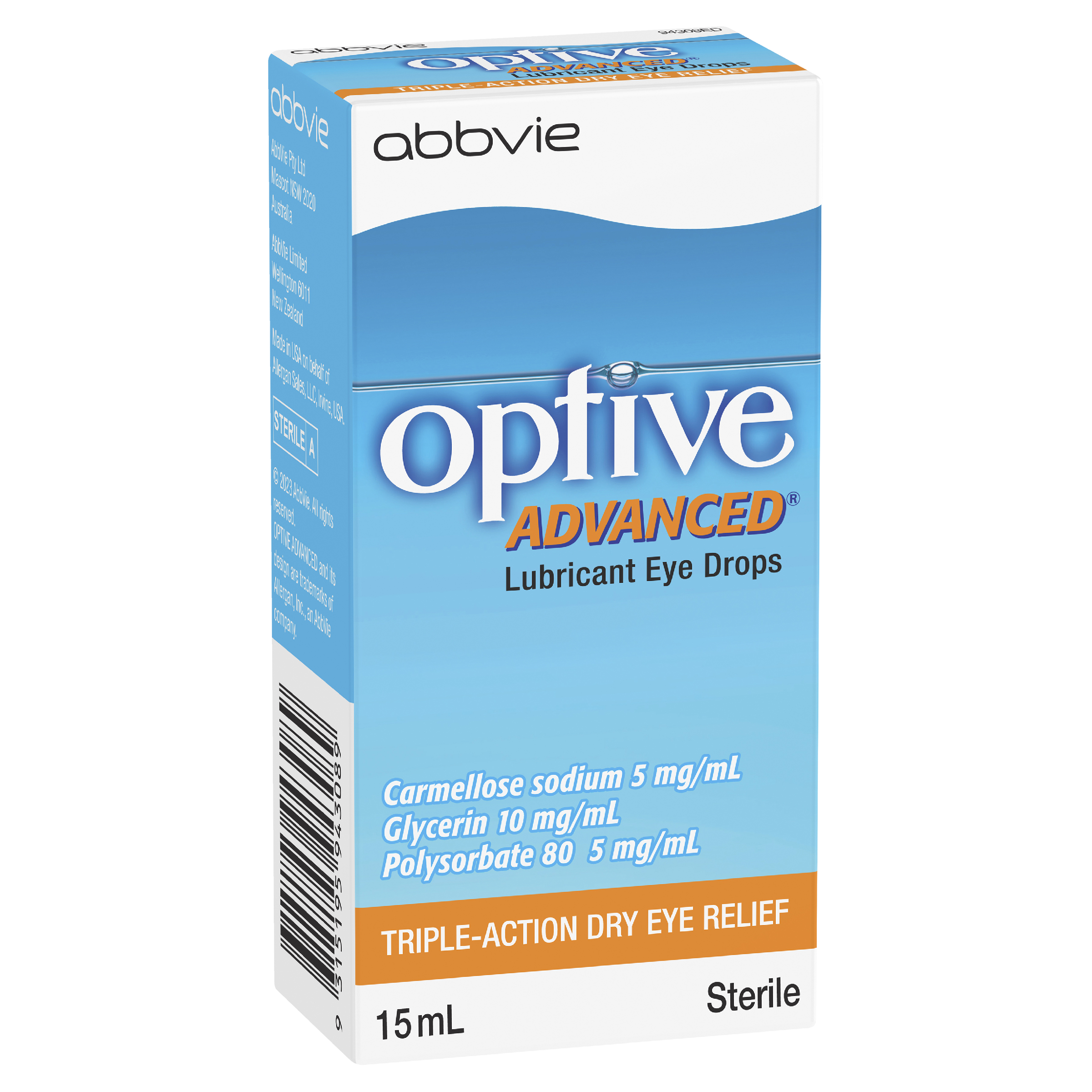 OPTIVE ADVANCED LUBRICANT EYE DROPS 15ML