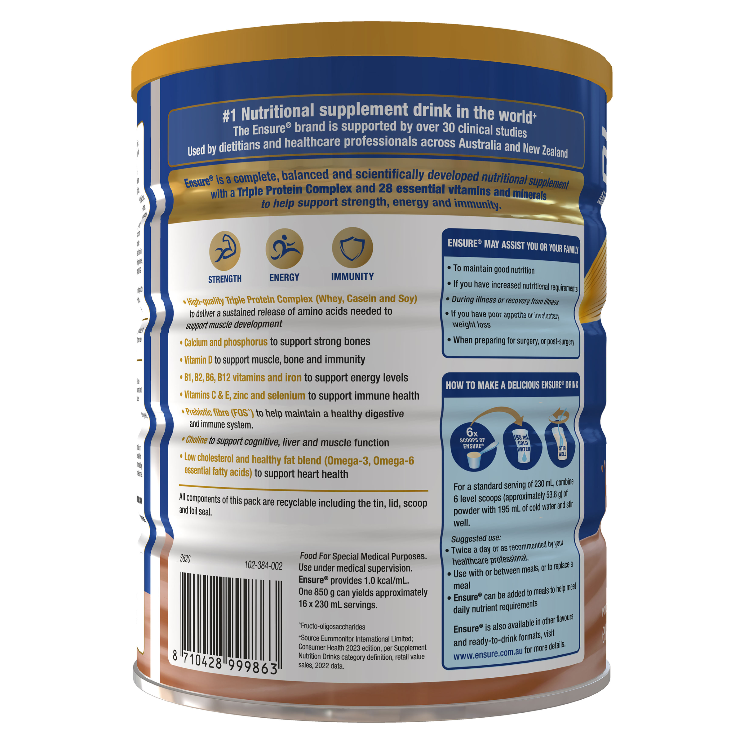 ENSURE CHOCOLATE POWDER 850G - Image 2