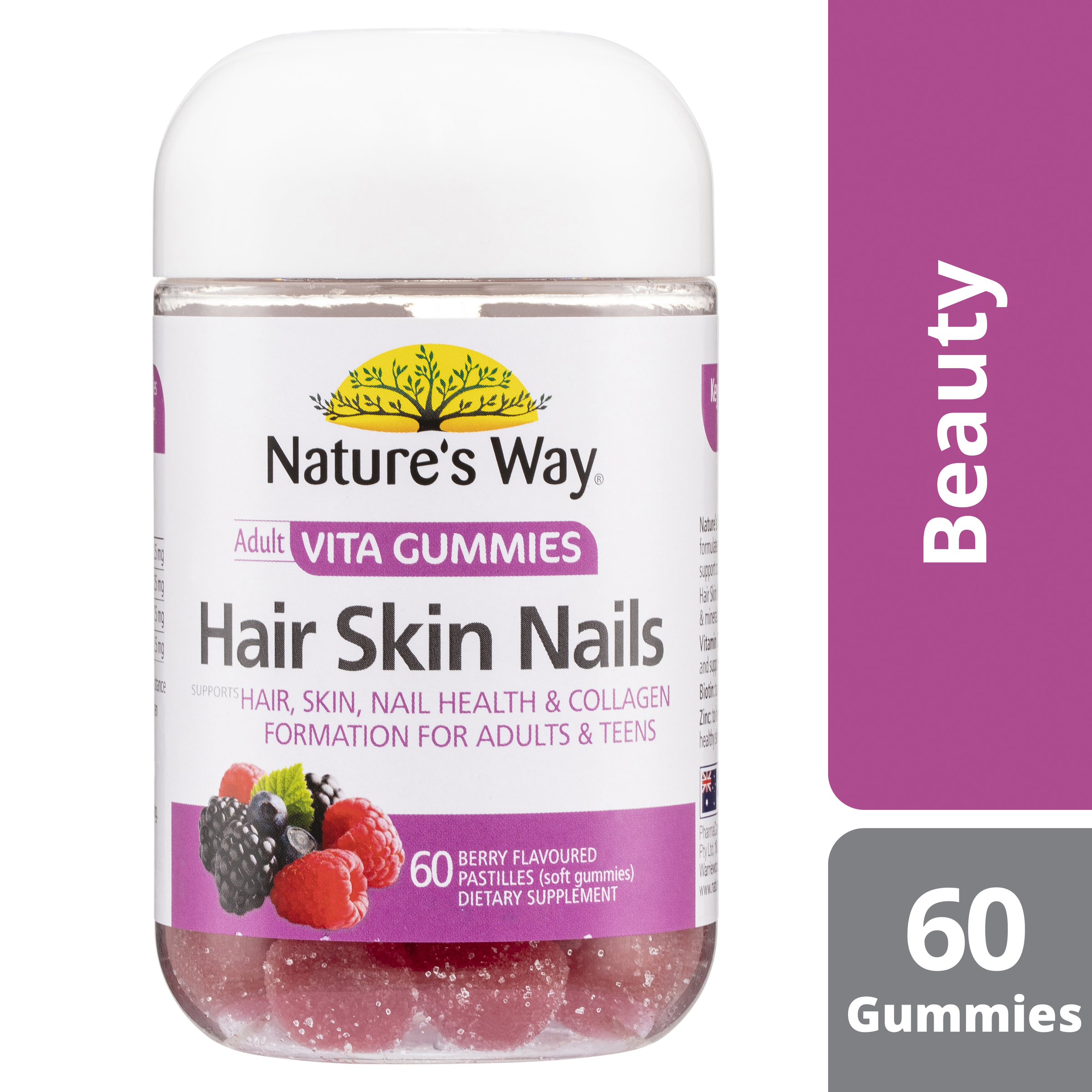 NATURES WAY ADULT VITA GUMMIES HAIR SKIN NAILS 60 - Image 3