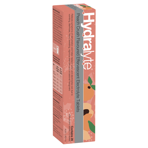 HYDRALYTE EFFERVESCENT PEACH CRUSH 20 TABLETS